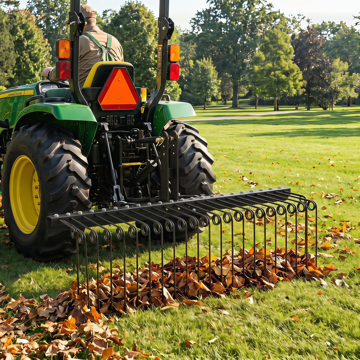 LJG 60 Inch Pine Straw Rake Tow Behind Landscape with 26 Metal Coil Tines