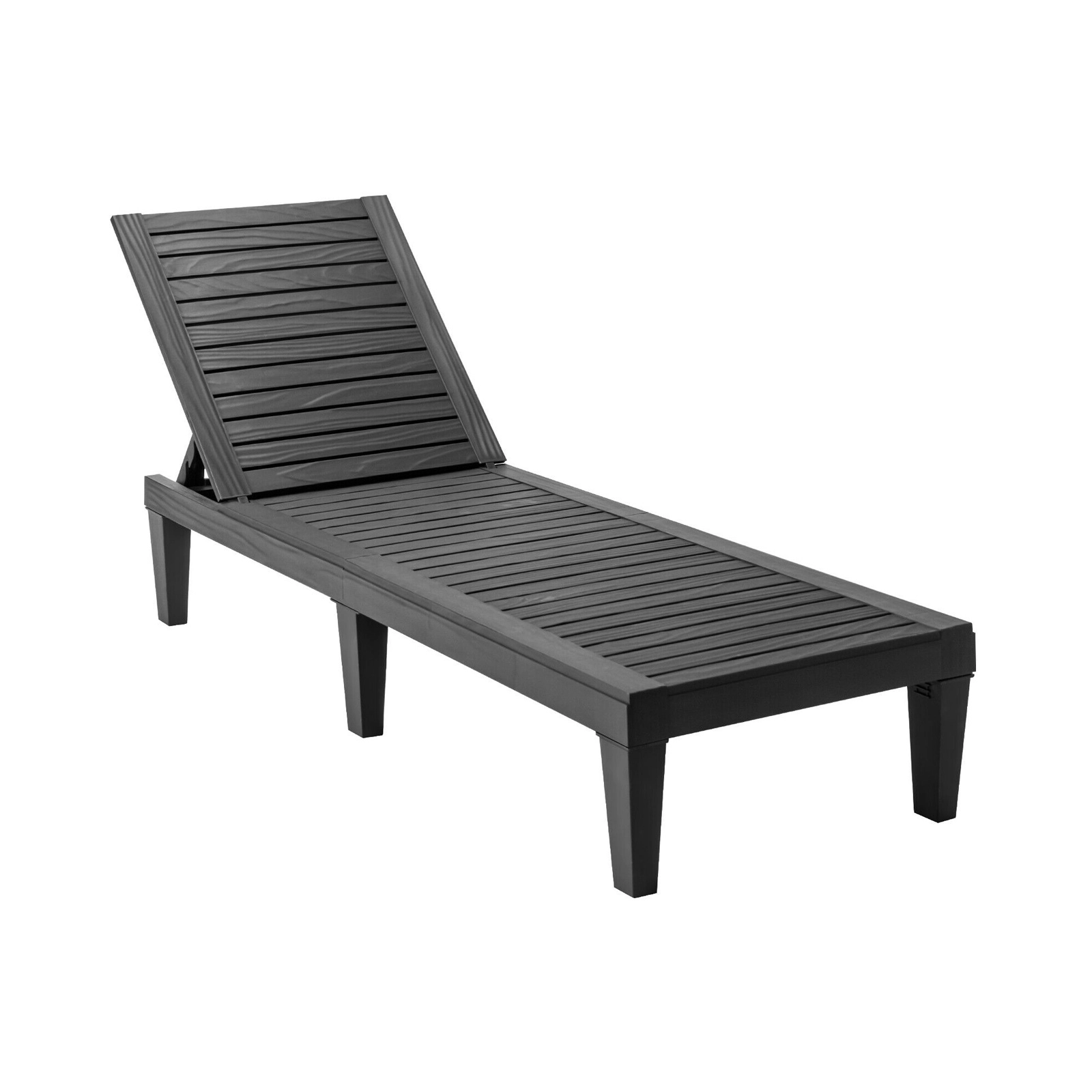 SUGIFT Outdoor Recliner Chaise Lounge Chair with 5-Position Adjustable Backrest 400-Lb Capacity Black