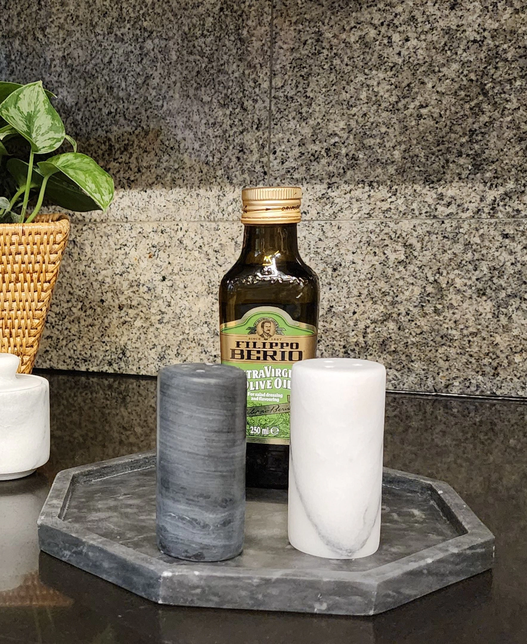 Saboga Home™ Marble Salt & Pepper Shaker Set