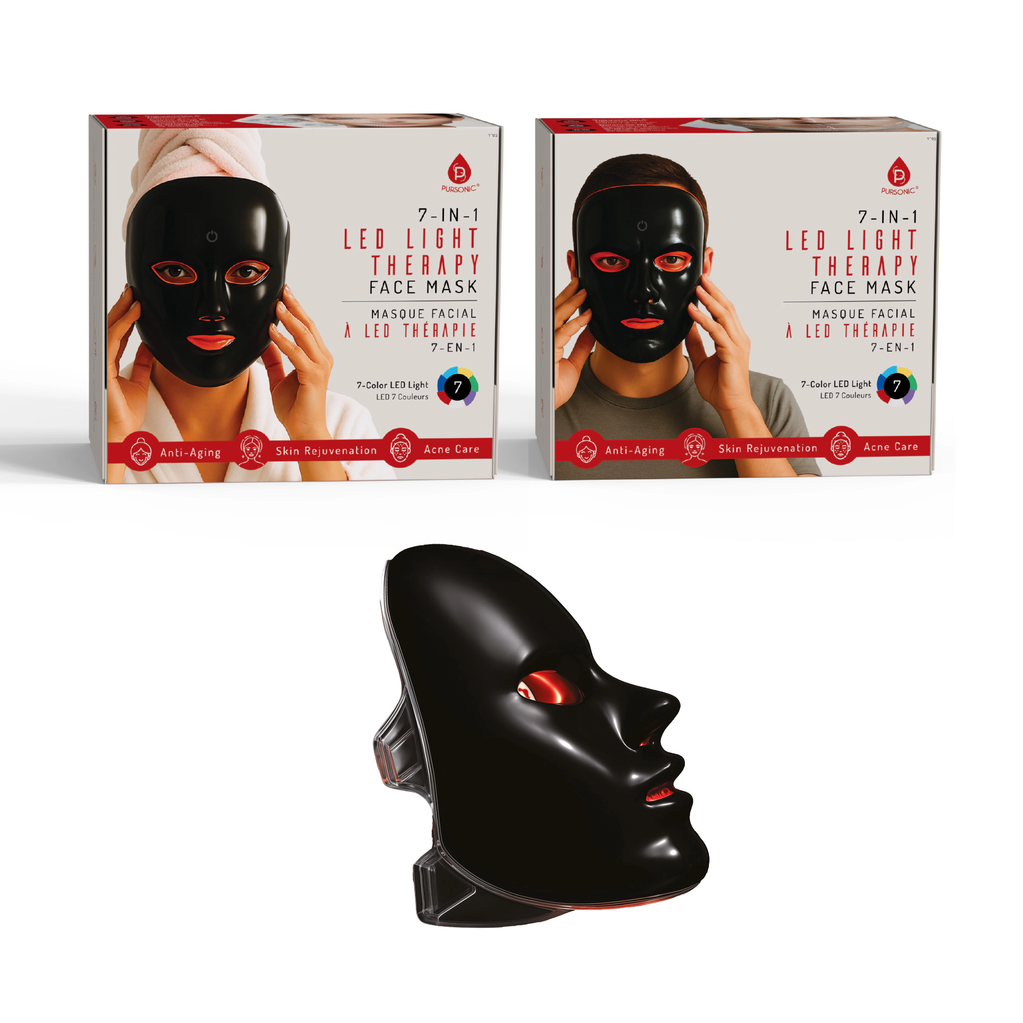 Pursonic Women’s LED Light Therapy 7-in-1 Face Mask – Advanced Skincare at Home!