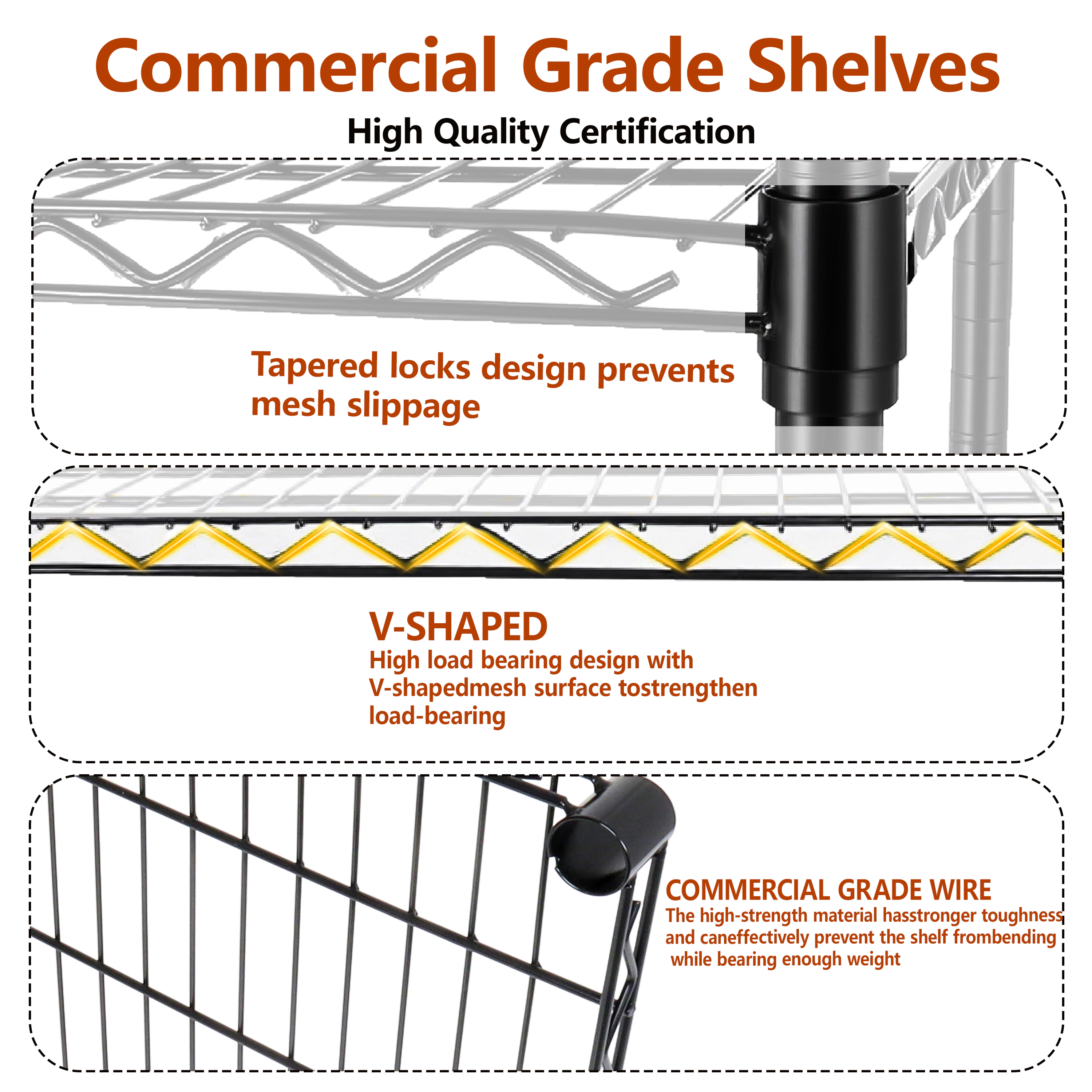 Flynama 3 Tier Wire Shelving 1050lbs 48L x 18D x 96H in Set of 2 with Liners Adjustable Heavy Duty Storage in Black