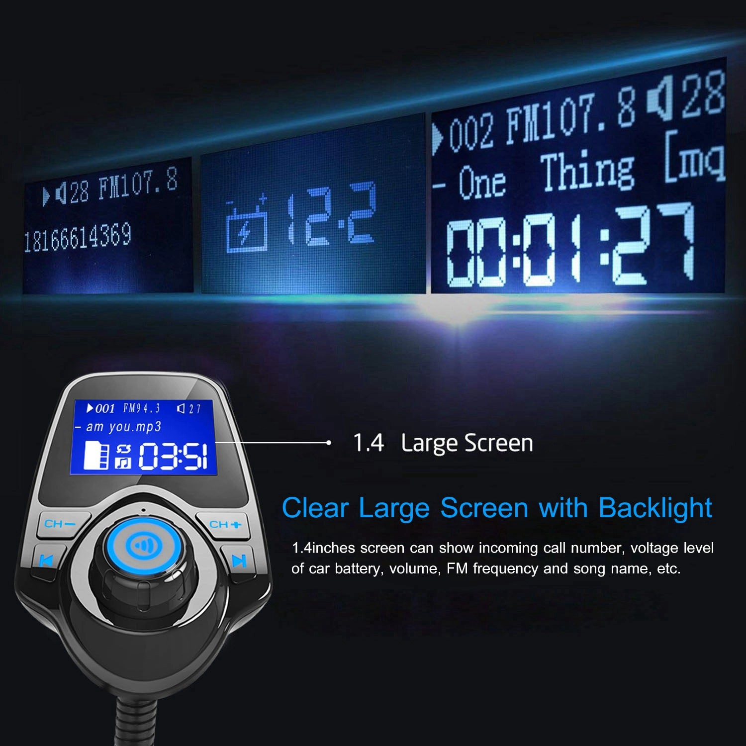 GBruno Wireless FM Transmitter With USB Fast Charging