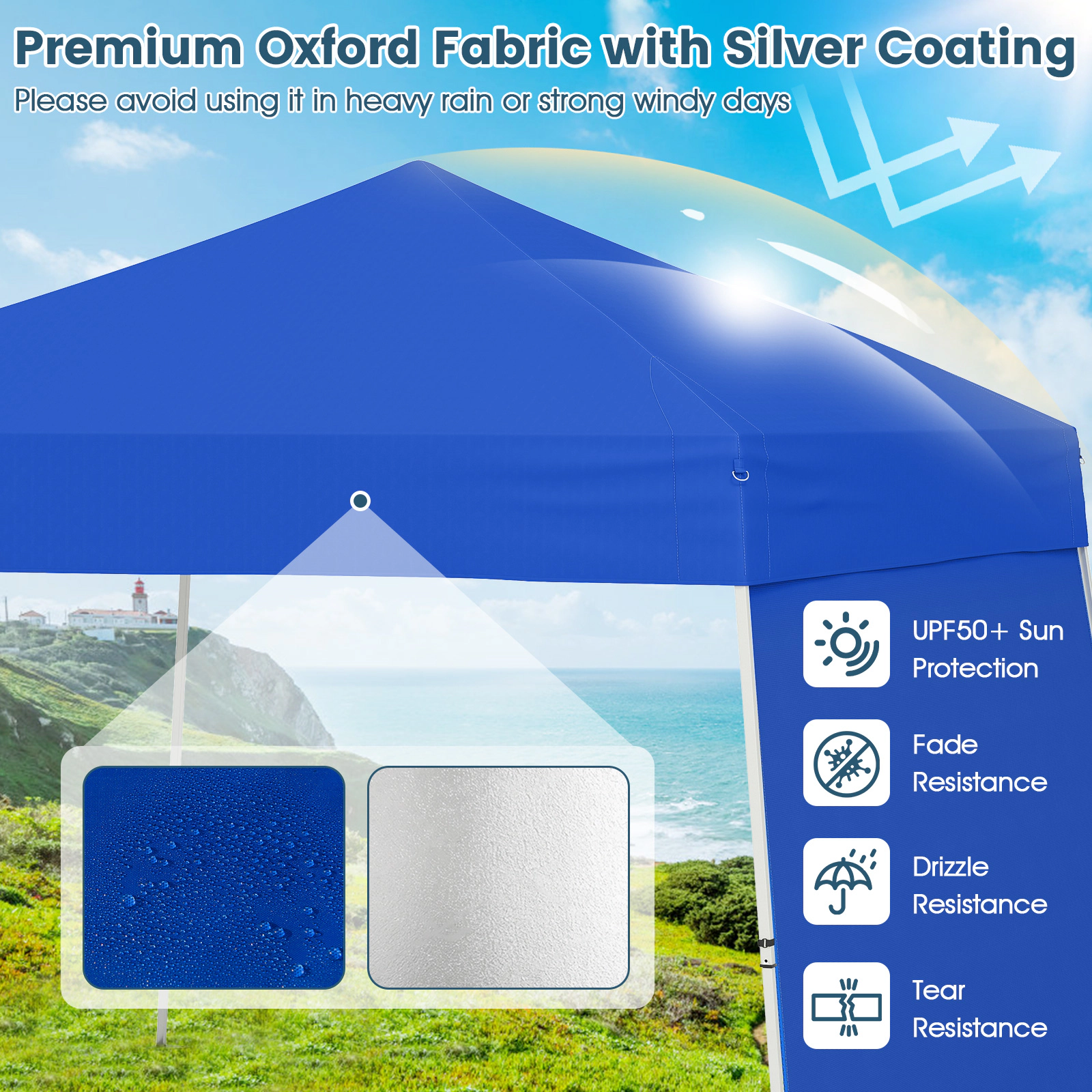 LJG 14 x 9.2 Feet Pop up Canopy Tent with 2 Convertible Sidewalls to Awning and Stakes