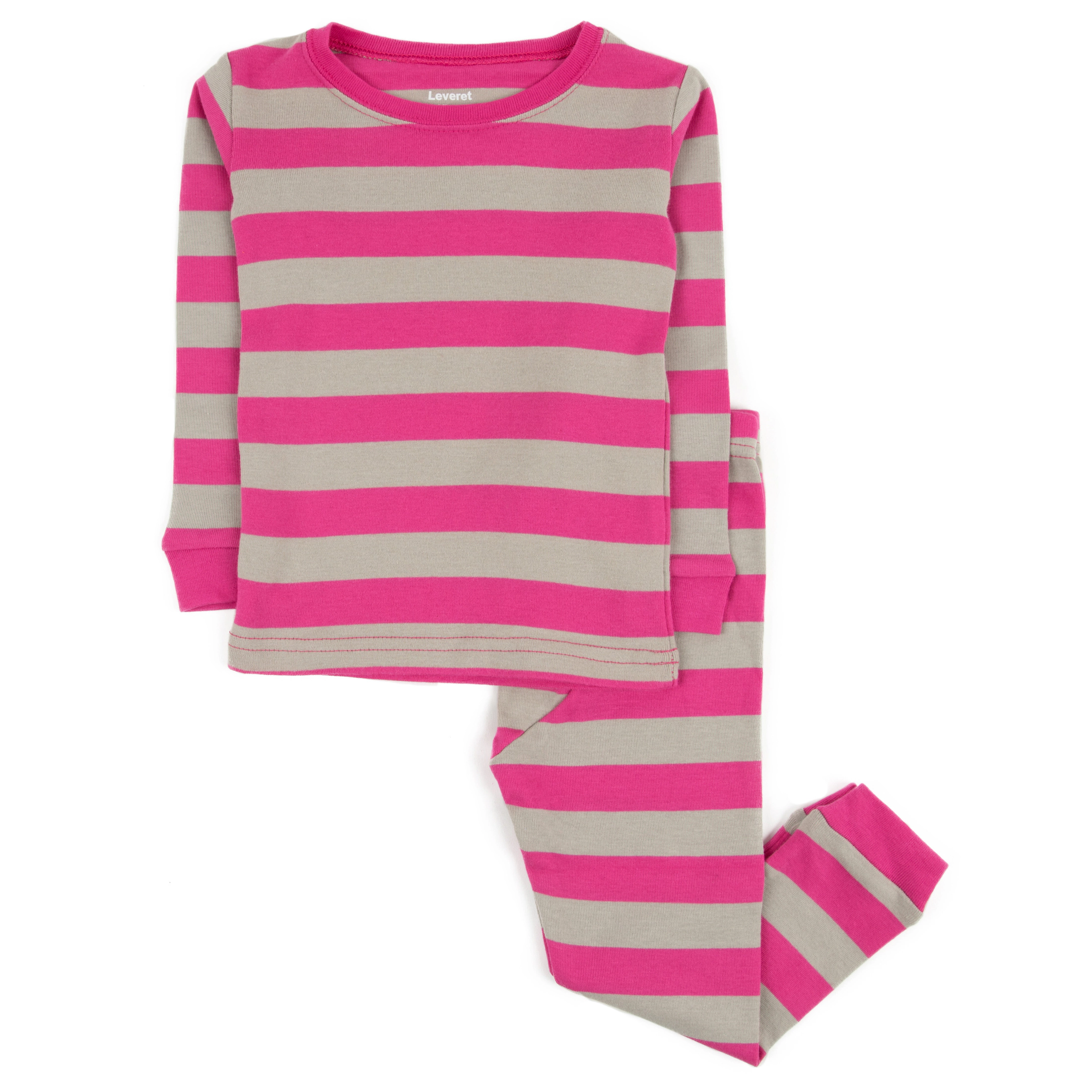Leveret Baby/Toddler/Kids 2-pc Cotton Snug Fit Pink Striped Pajamas