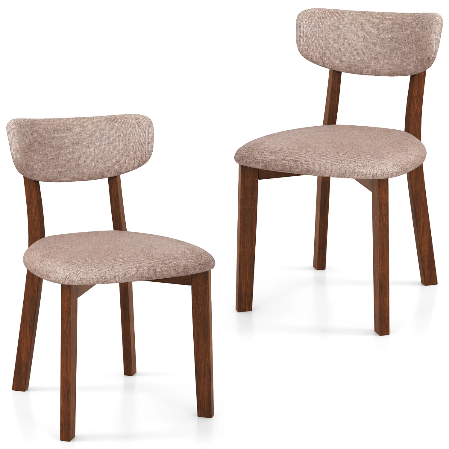 LJG Dining Chairs Set of 2 Upholstered Mid-Back Chairs with Solid Rubber Wood Frame