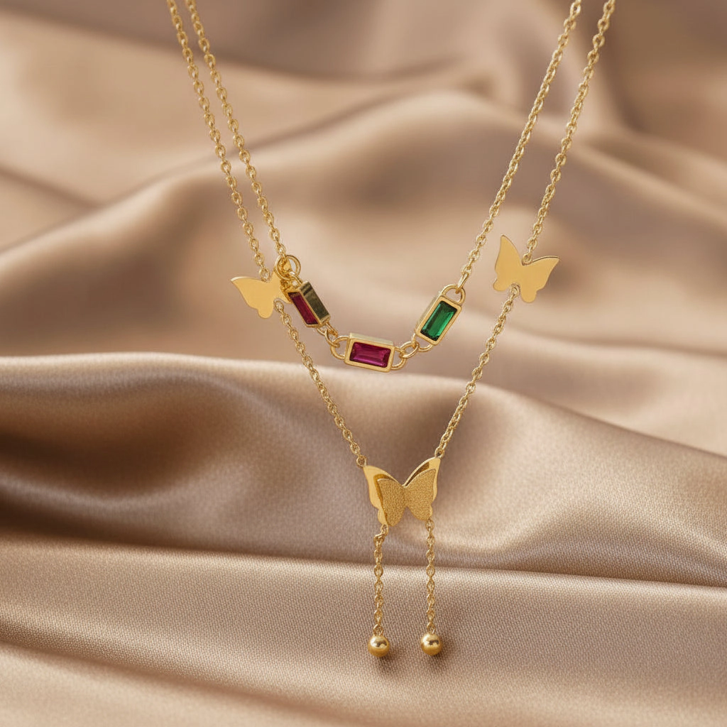 DressAtR Women's Butterfly Gold Tone Pendant Necklace