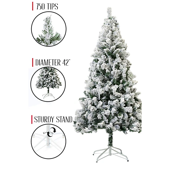 Perfect Holiday Christmas Tree Artificial Snow Flocked, Realistic Tips ...