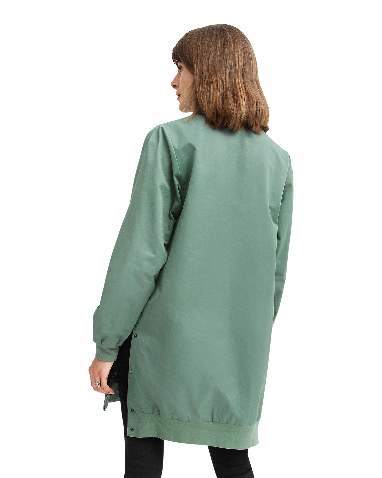 Belle & Bloom Womens Chasing You Long Bomber Jacket