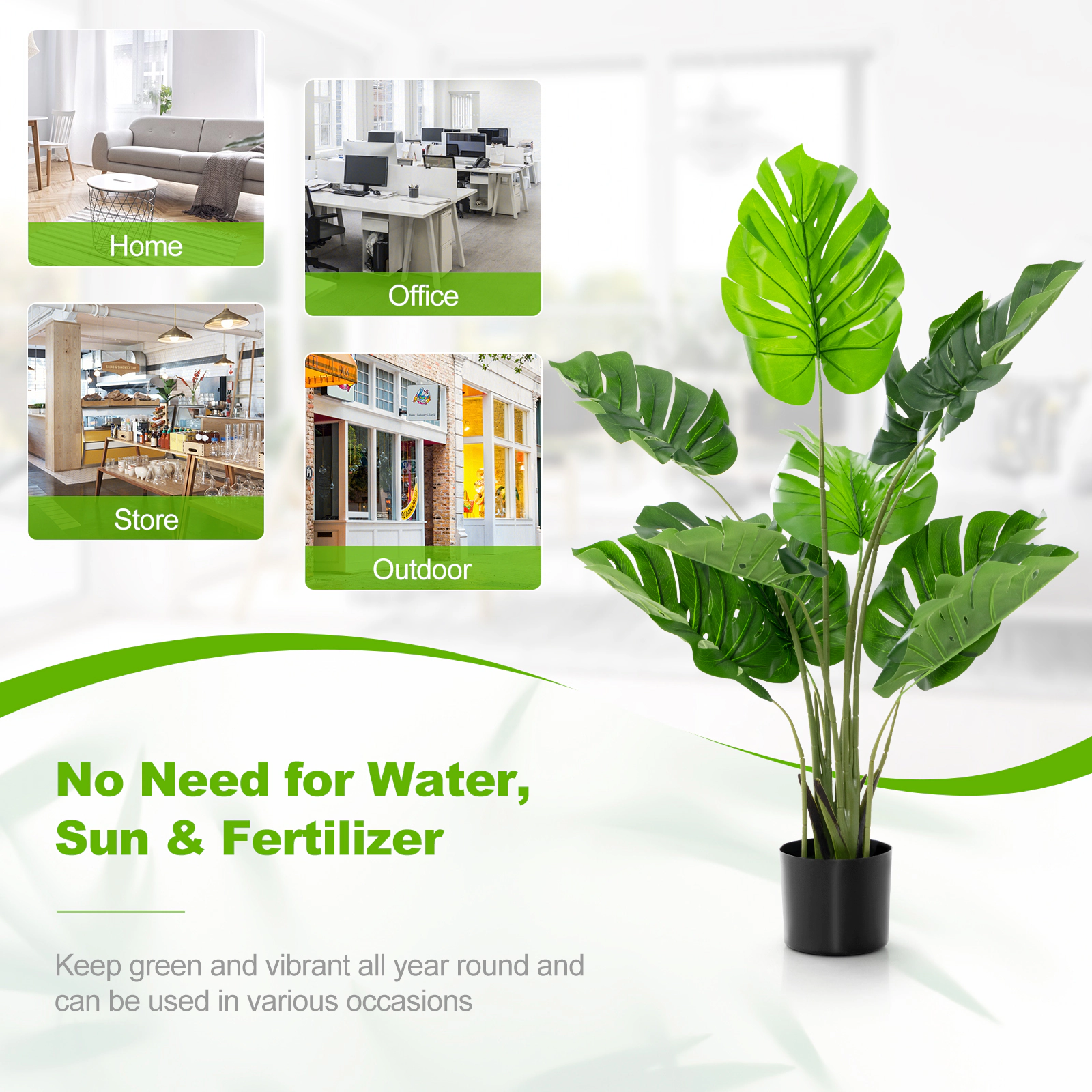 Slickblue 4-Ft Artificial Monstera Trees with Pots for Indoor Decor