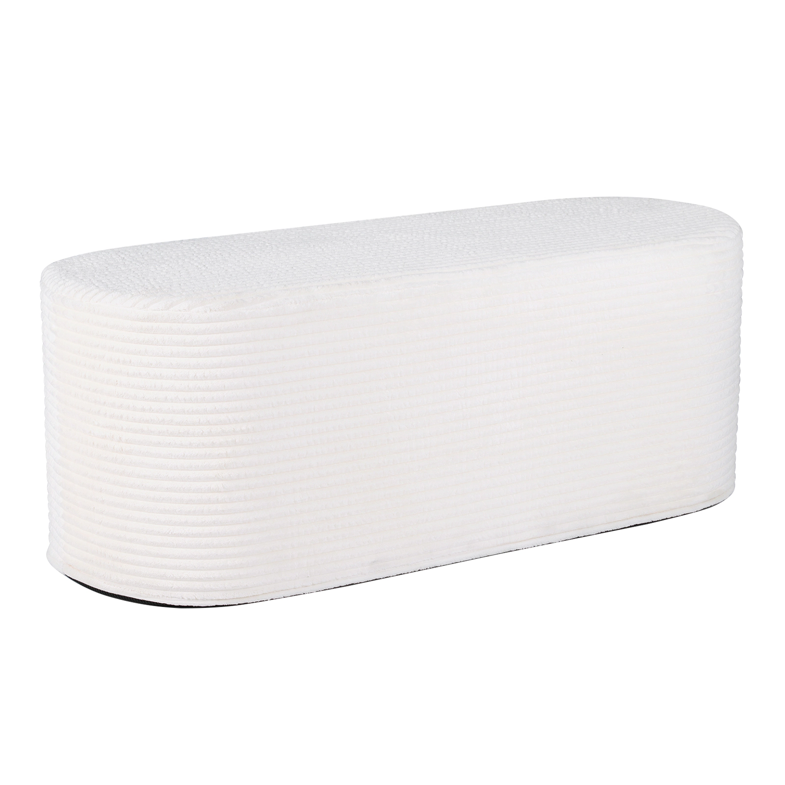 Glintex 47-Inch Oval Corduroy Ottoman Bench with Detachable Cover, Ivory