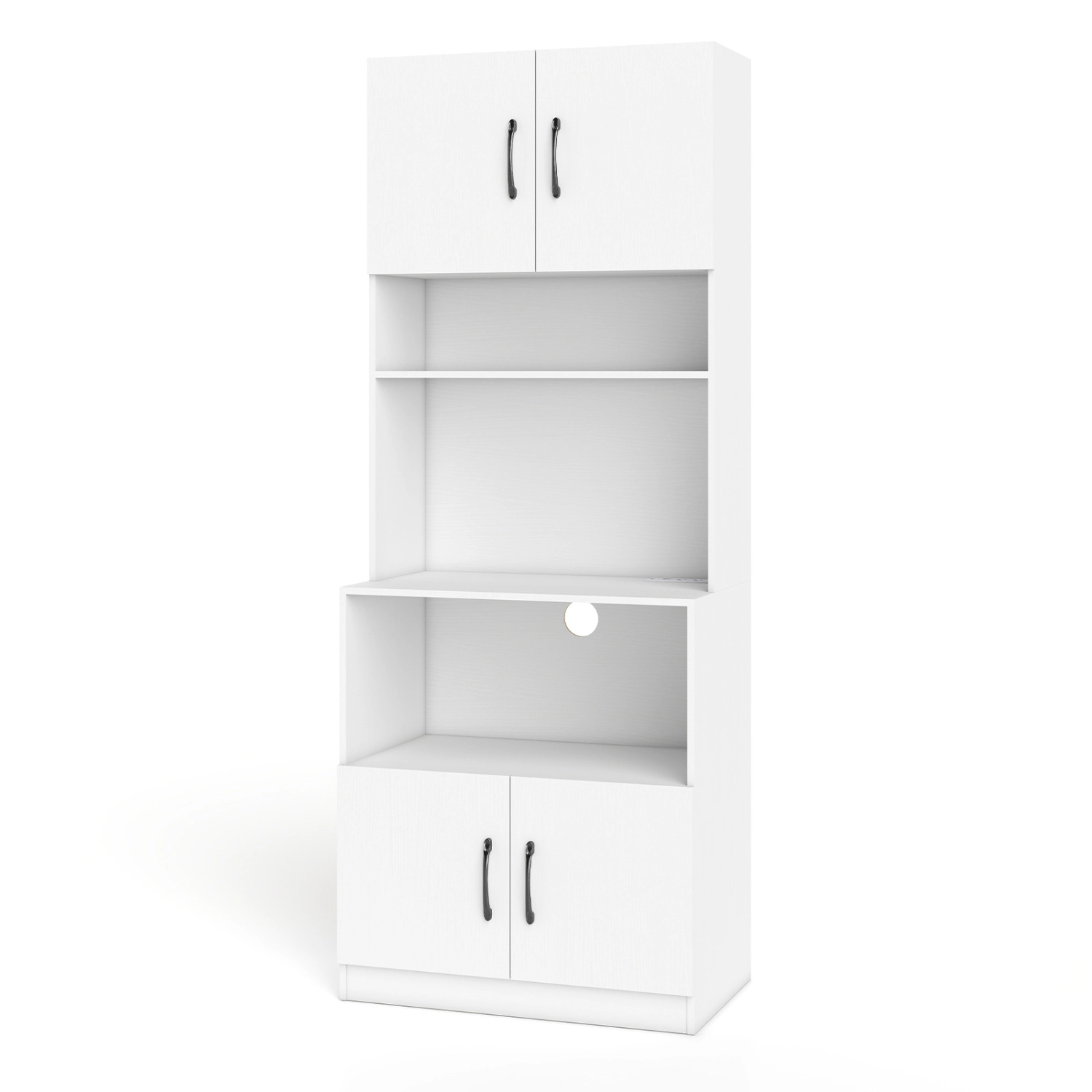 SUGIFT 66-in Charging Station Soft-Close Doors Kitchen Pantry Cabinet 25.5-in x 15-in x 66-in 242-lb Capacity White
