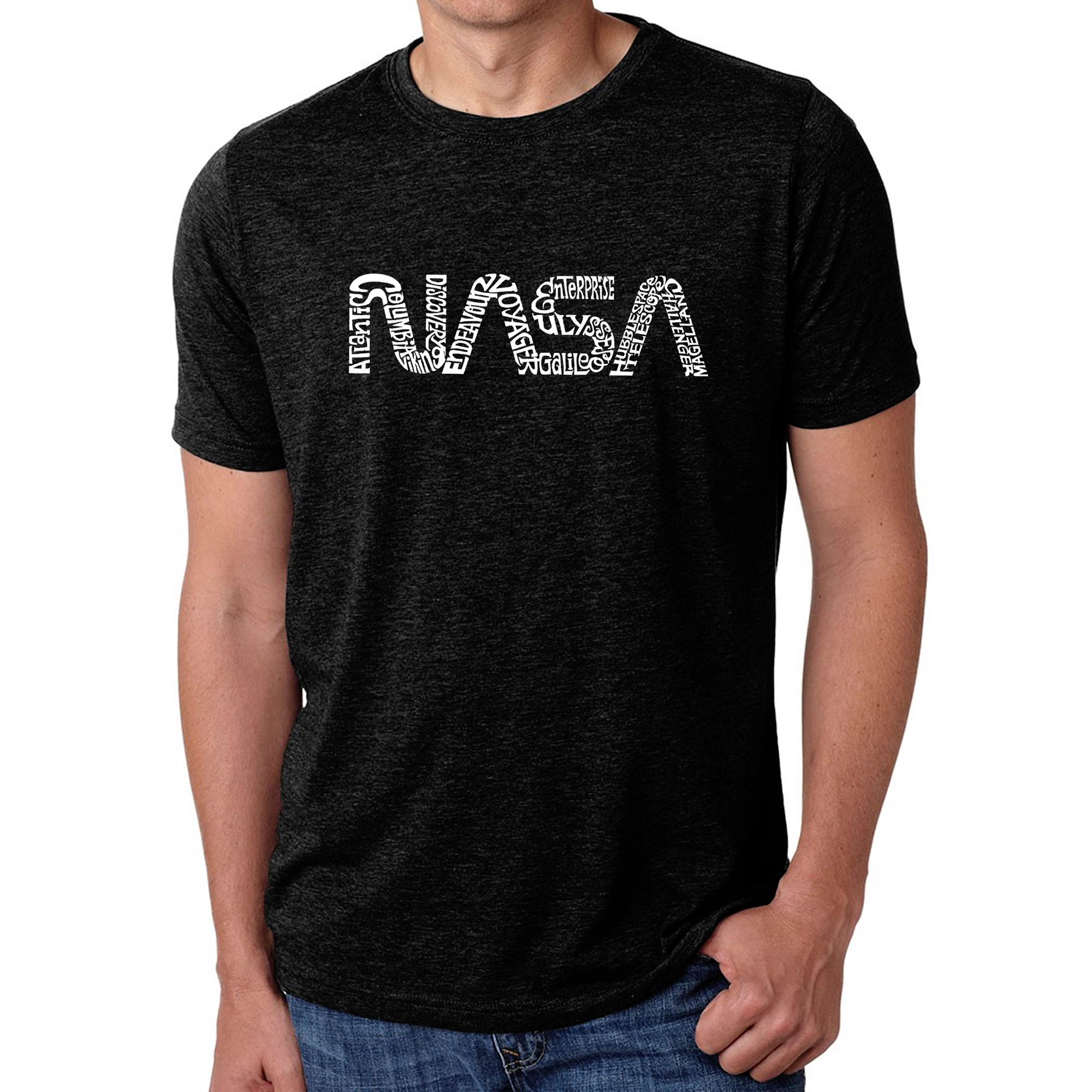 LA Pop Art Men's Cotton/Poly Blend T-Shirt - NASA Worm Word