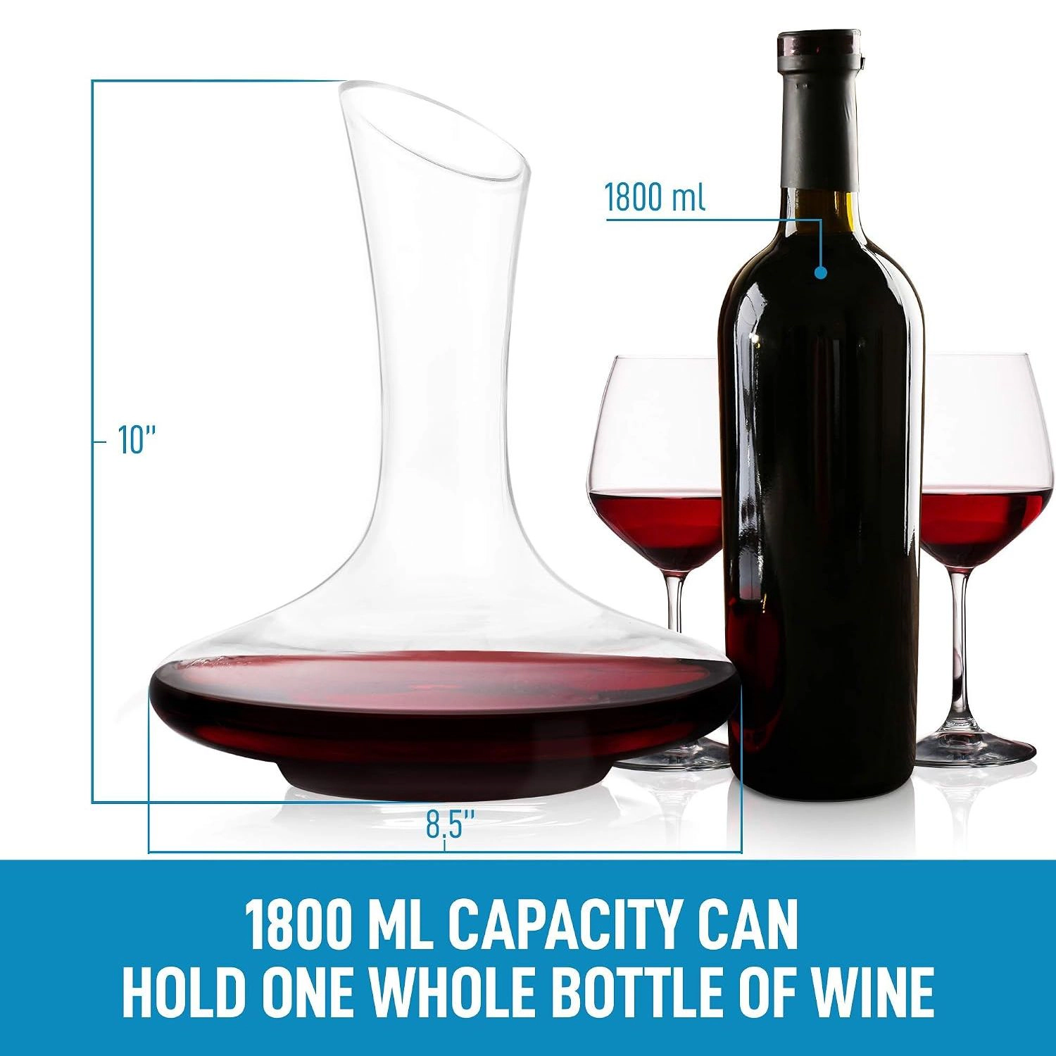 Zulay Kitchen Red Wine Decanter - Hand Blown Crystal Aerator - Carafe Pitcher for Full Bottle