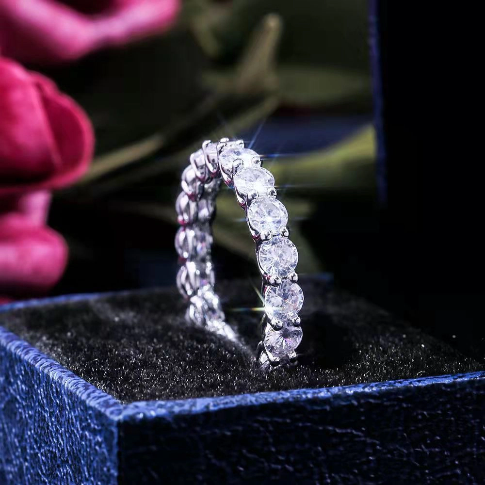 Wardrobe Whimsy Round Cut Cubic Zirconia Full Eternity Band Ring for Women