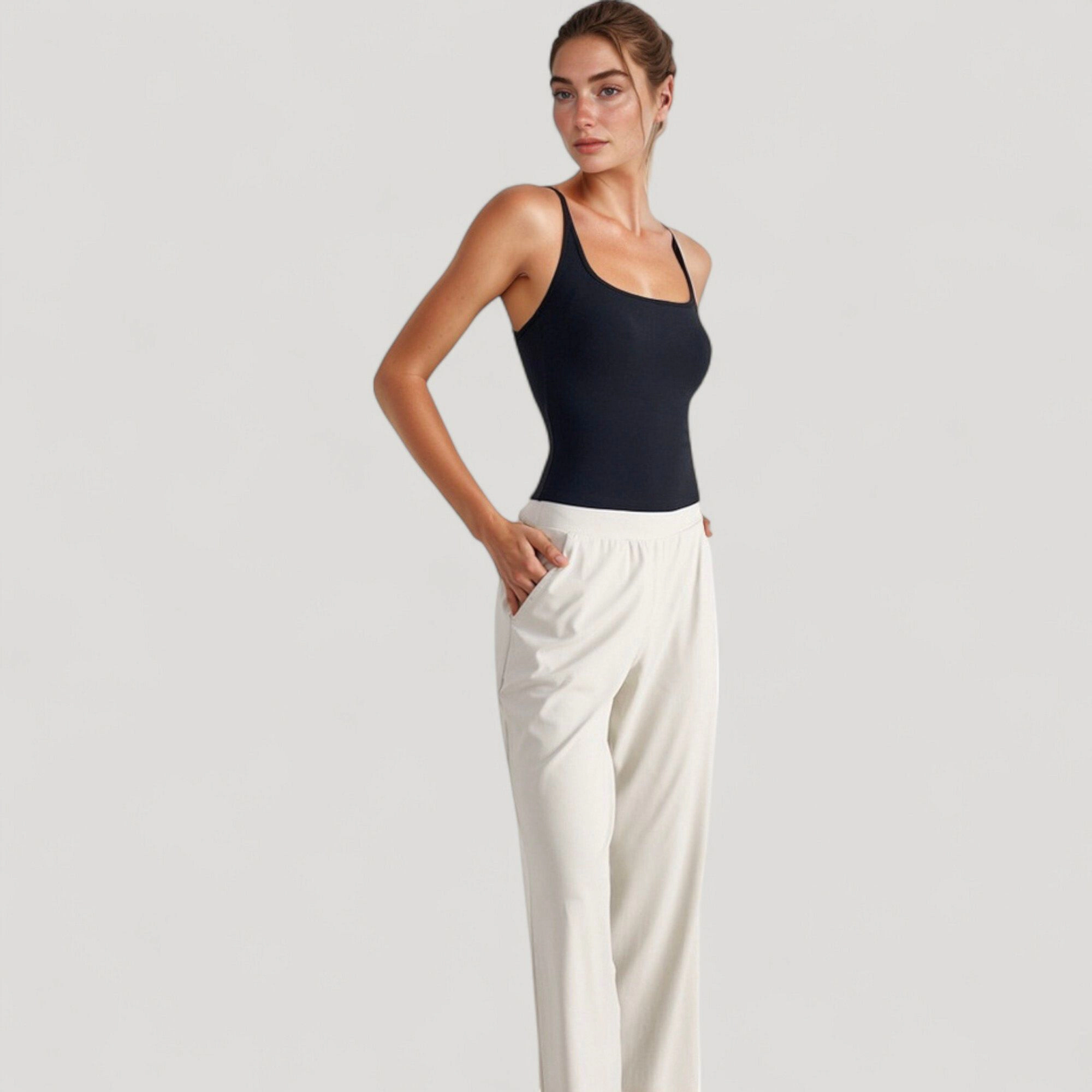Anna-Kaci Women's Fitted Square Neck Tank Top with Built-In Bra and Racerback Design for Active Casual Comfort