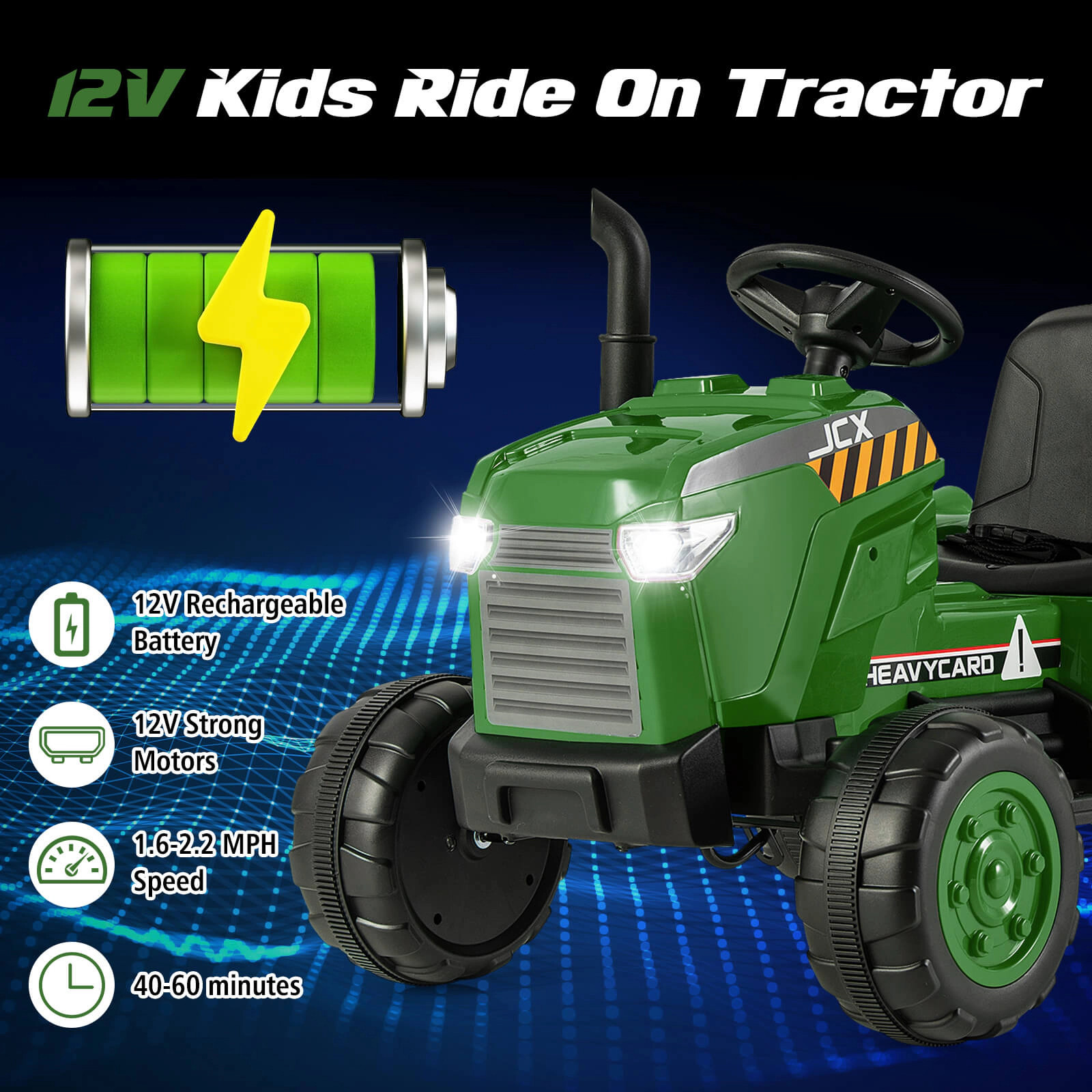 Costway 2-in-1 Electric Toy Car 12V Kids Ride On Tractor w/Trailer Remote Control Lights Pink
