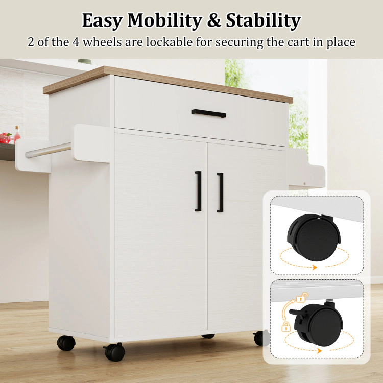 Hivvago Kitchen Island Cart Rolling Kitchen Storage Island with Drawer