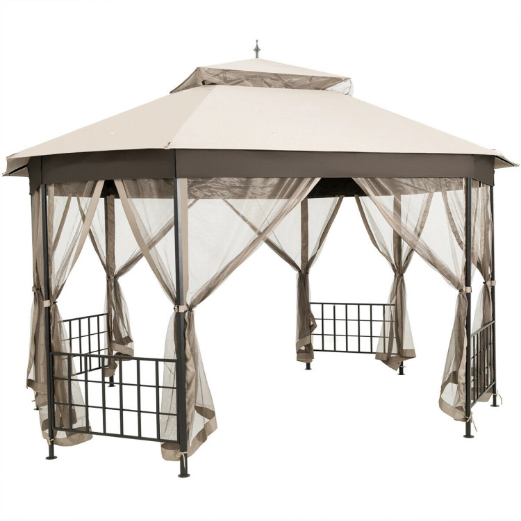 Hivvago 10’x 12’ Octagonal Patio Gazebo with Mosquito Net