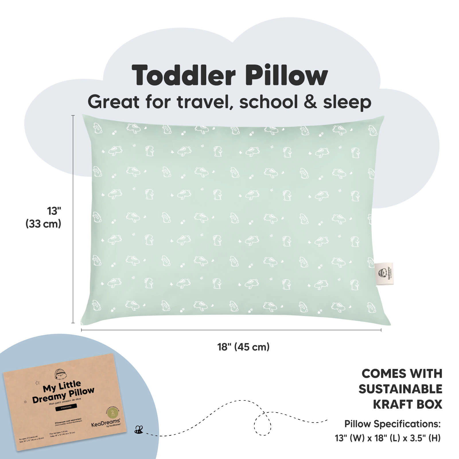 KeaBabies 2-Pack Toddler Pillows Without Pillowcase