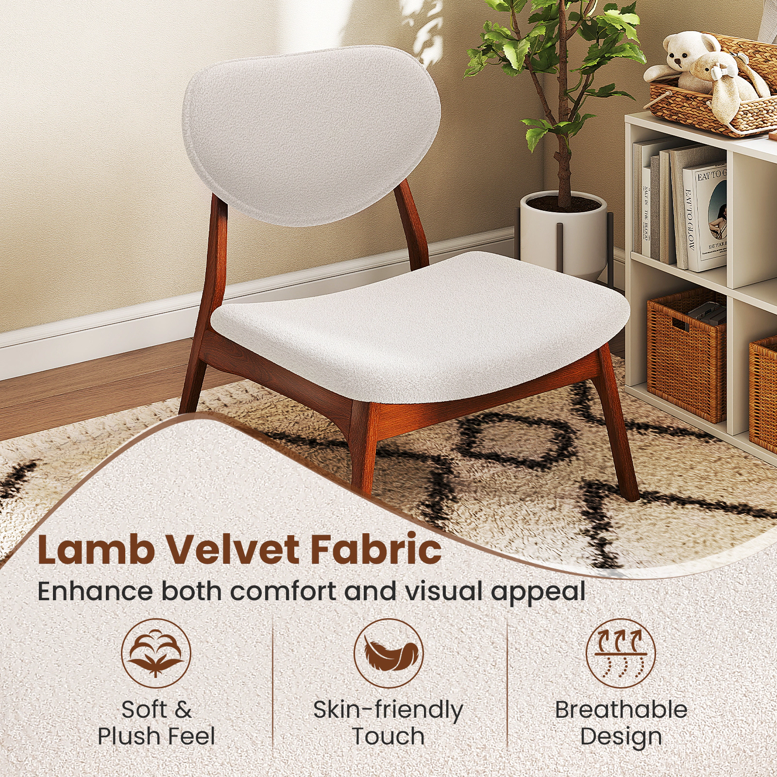 SUGIFT Accent Chairs with Side Table Solid Wood Frame 400-lb Chair Capacity 110-lb Table Capacity Beige