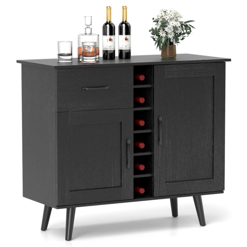 Hivvago Modern Wine Bar Buffet Cabinet With 6-Bottle Rack