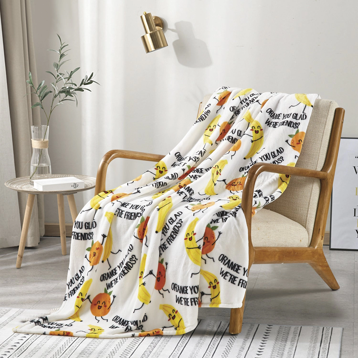 Plazatex Orange You Glad Ultra Soft Plush Oversized Polyester Lightweight Throw 50" x 70" Orange