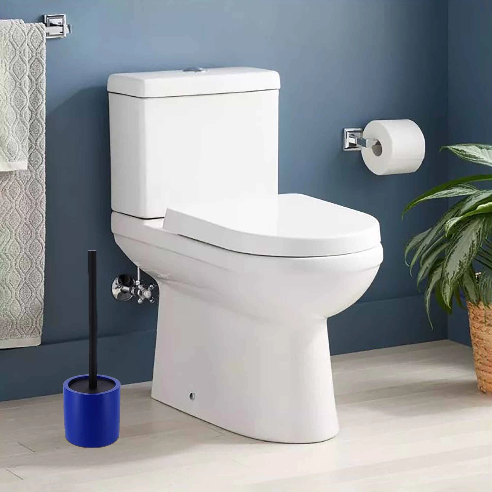 Evideco French Home Goods Cement Toilet Brush and Holder Set - Matte Cylinder, Weighted Stable Base