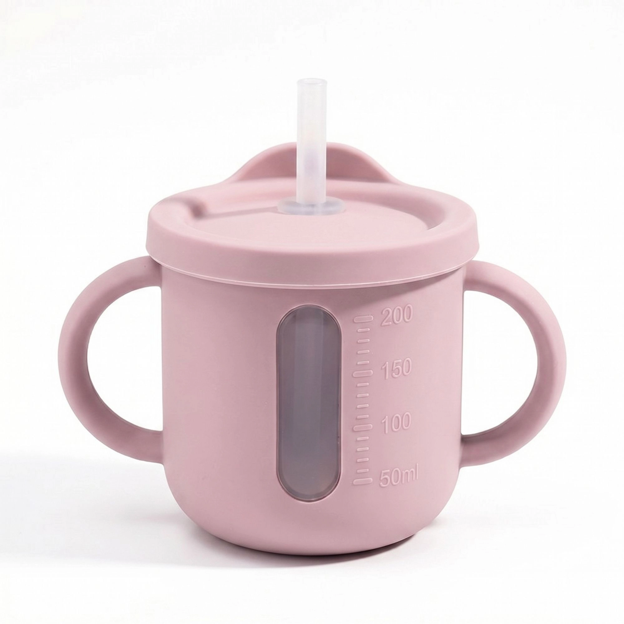 Alilang Training Cup with Straw and Double Handles Soft Silicone Toddler Sippy Cup with Measurement Markings 5
