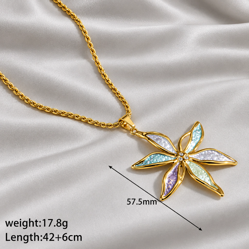 DressAtR Women's 18K Gold Plated Fancy Flower Necklace