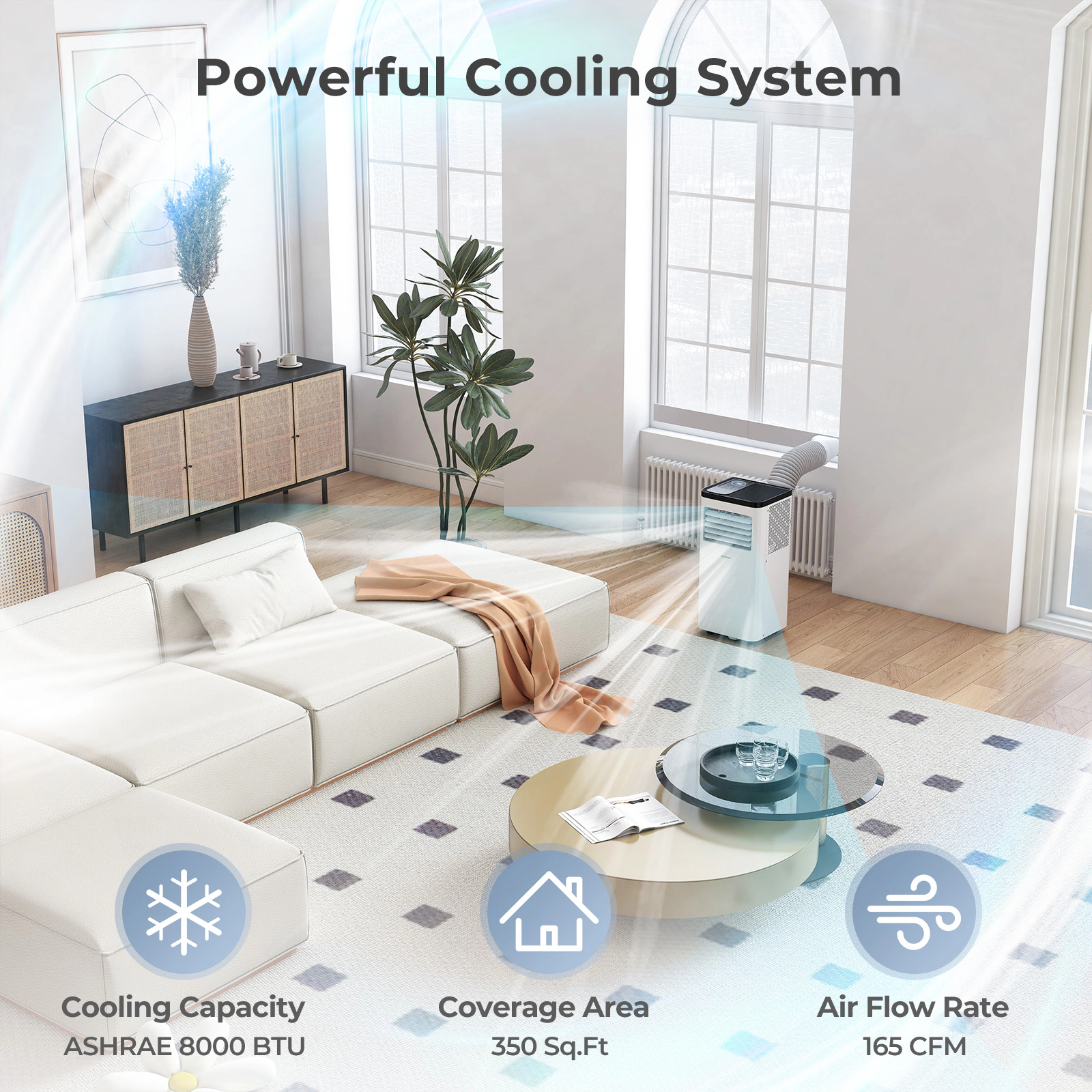 LJG 10000 BTU Portable Air Conditioner 3 in 1 Floor AC Unit Fan and Dehumidifier for Room