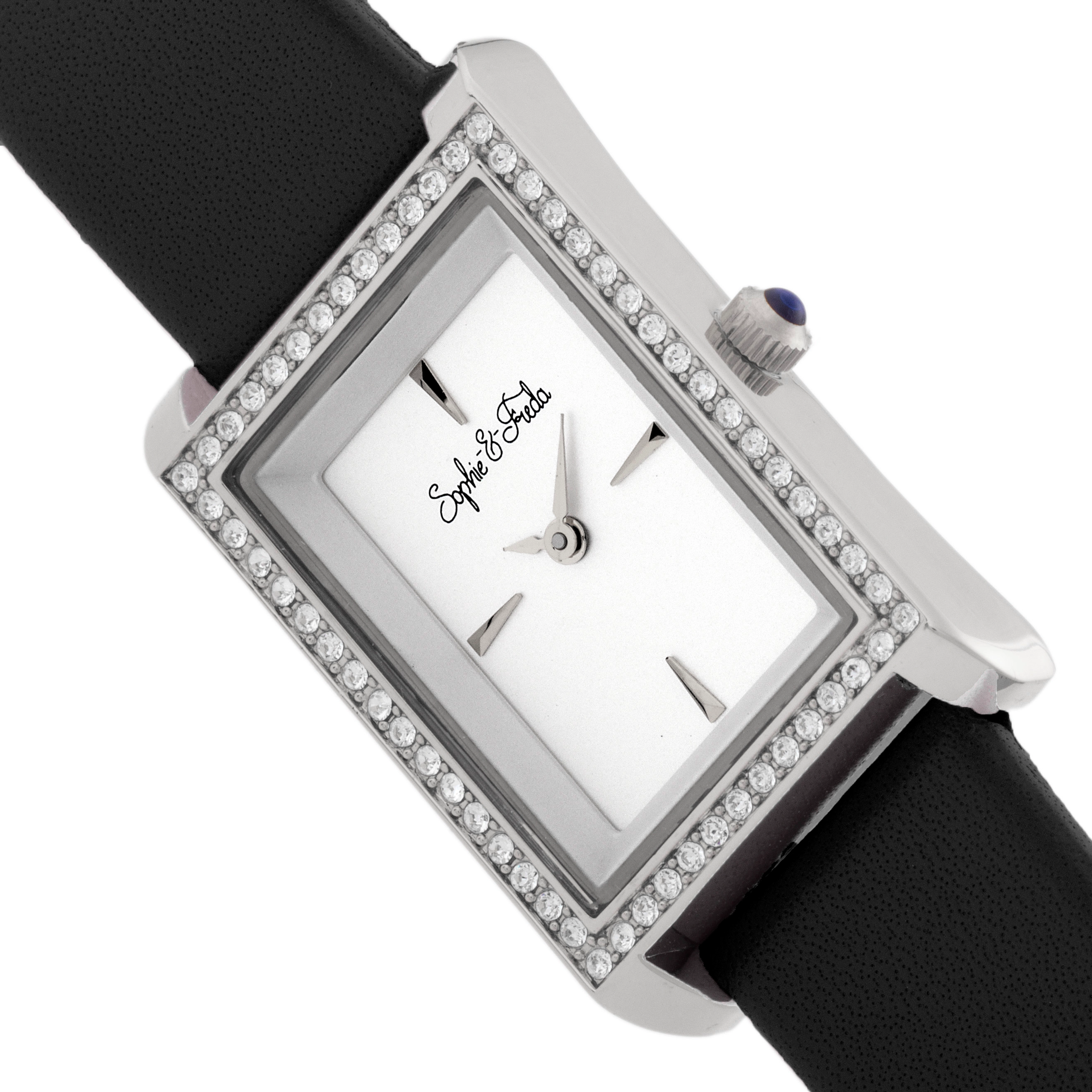 Sophie and Freda Wilmington Leather-Band Watch w/Swarovski Crystals