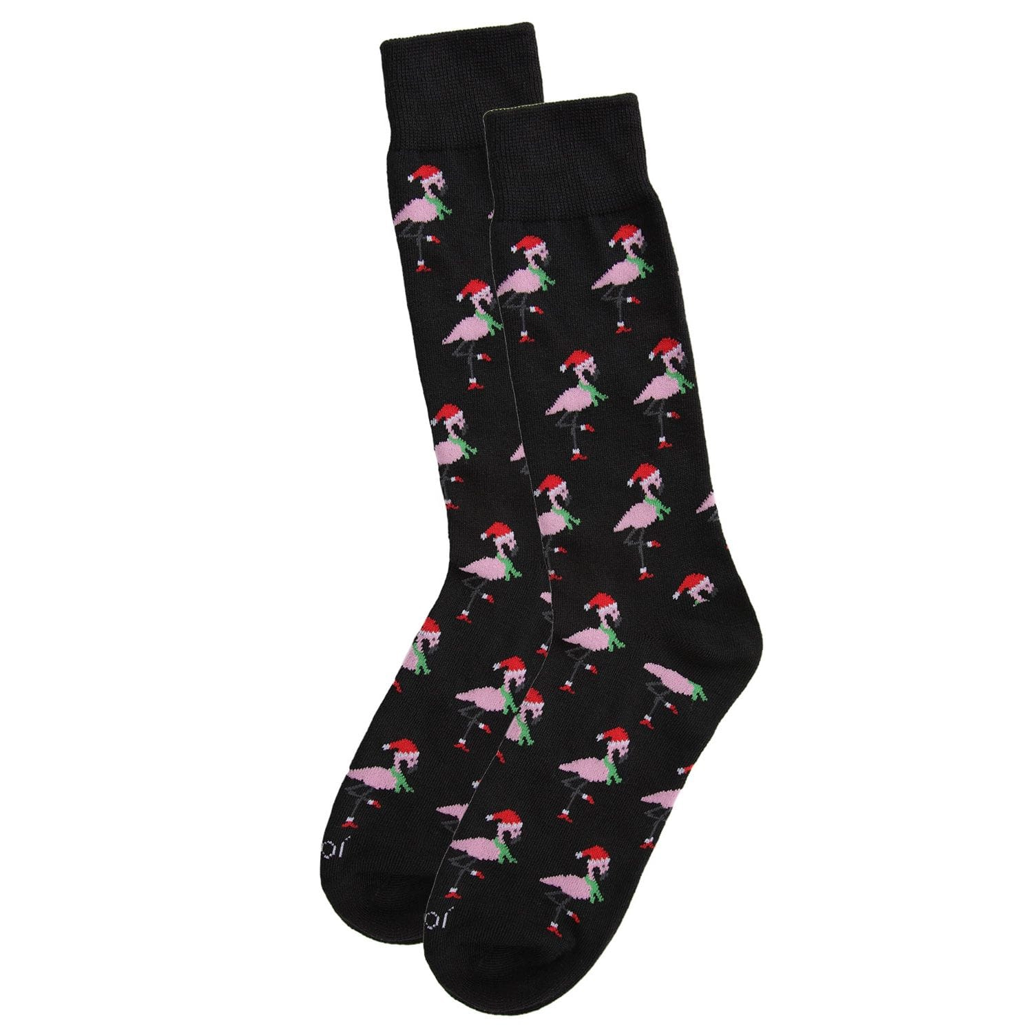 MeMoi Men's Christmas Festive Flamingo Bamboo Blend Crew Socks