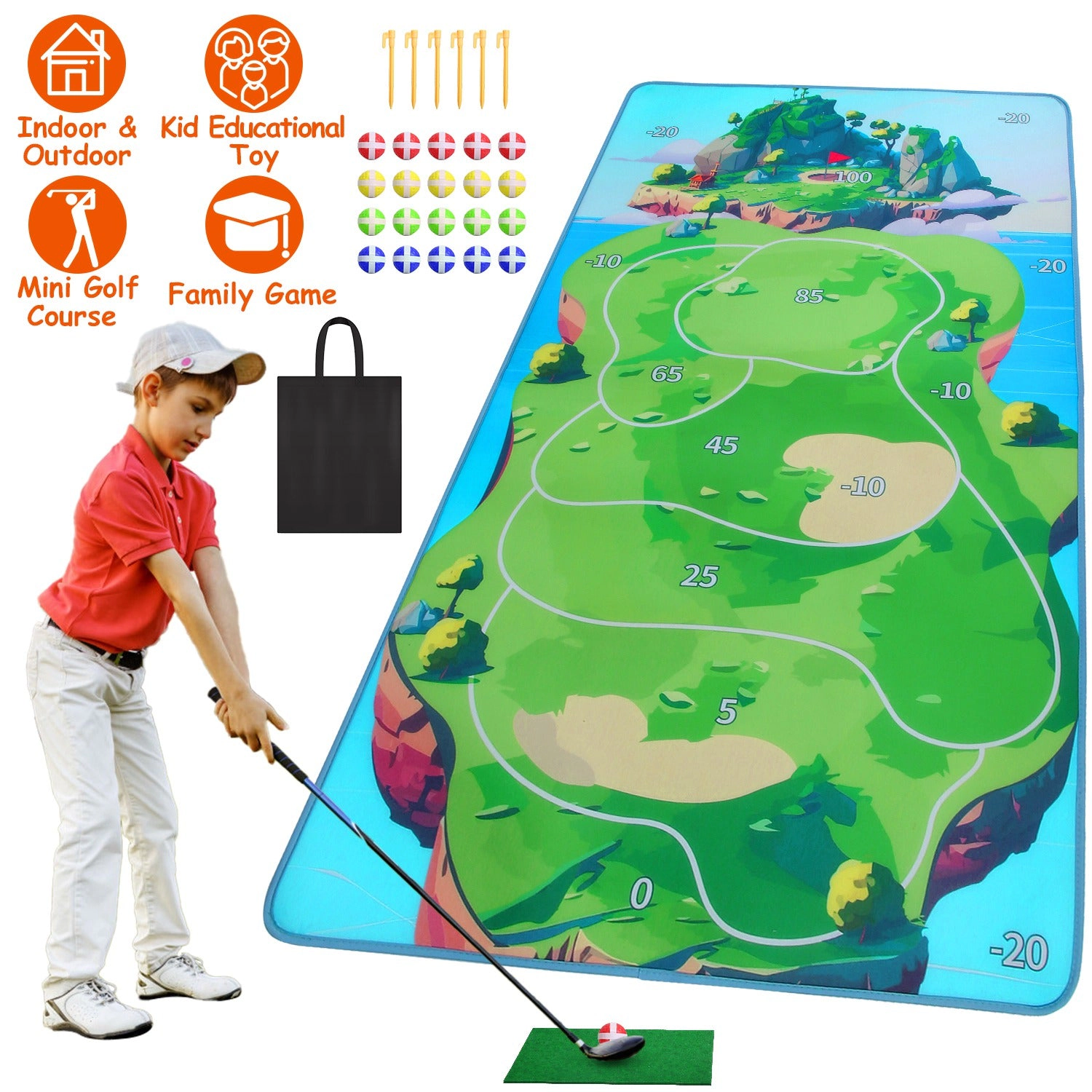 GBruno Indoor Outdoor Golf Practice Mat Game Set