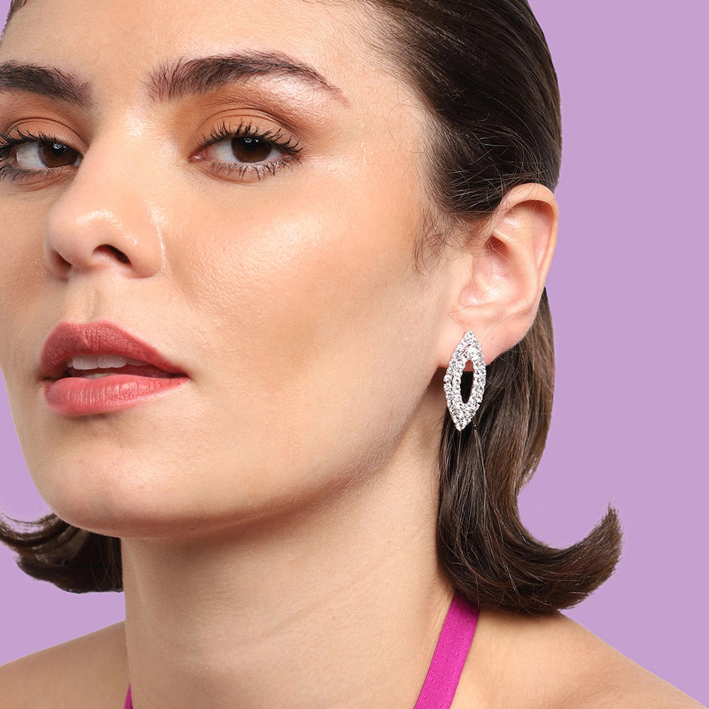 SOHI Women's Silver Marquise Drop Earrings