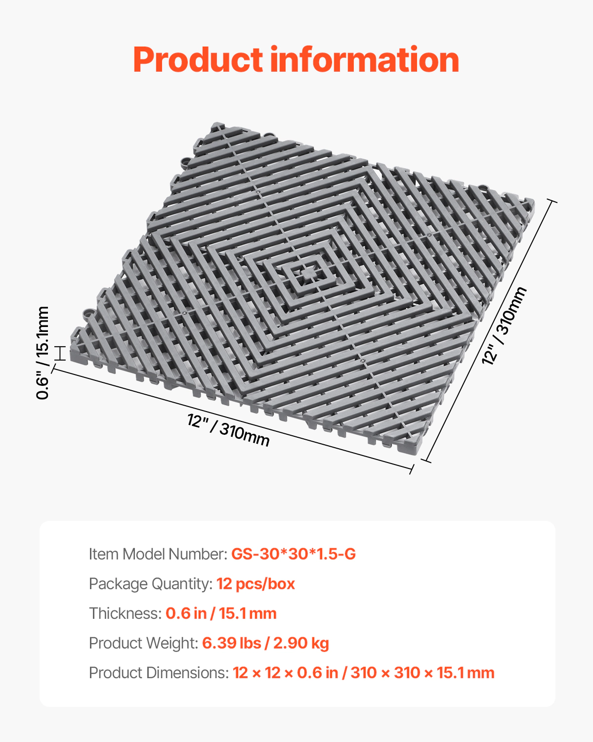HONGGE Interlocking Drainage Mat Modular Interlocking Cushion Splicing Drainage Mats Non-Slip PP Drainage Floor Tile