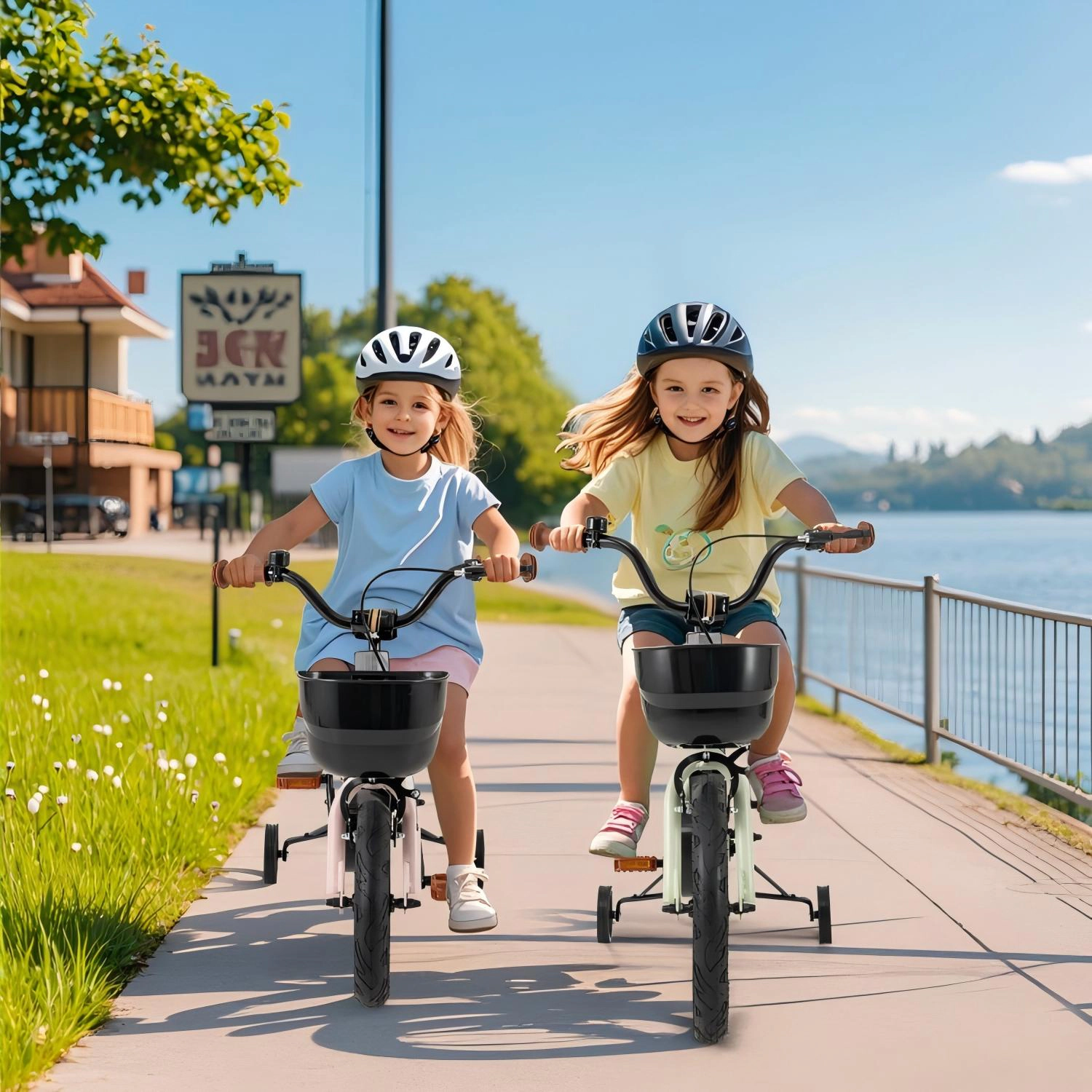 SUGIFT Adjustable 12-Inch Kids Bike with Dual Brakes Training Wheels 145-lb Capacity Ages 3-4 Years Green