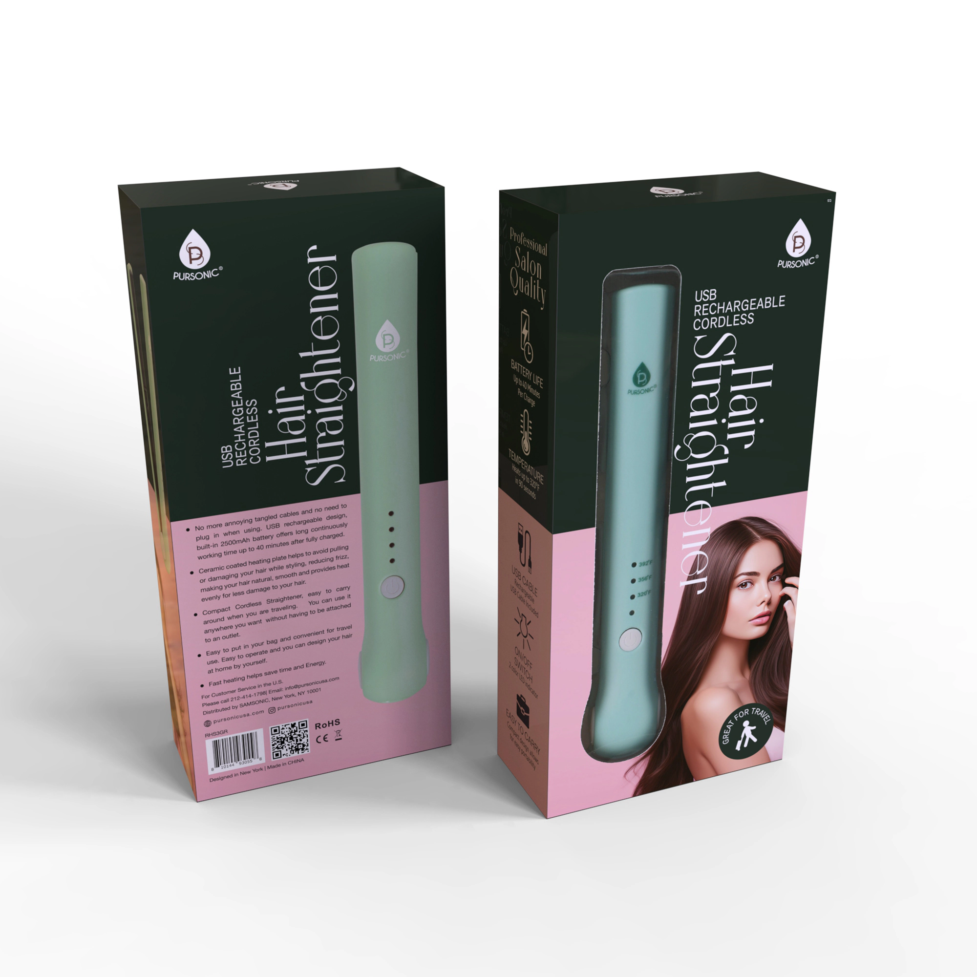 Pursonic Women's Rechargeable Cordless Ceramic Hair Straightener