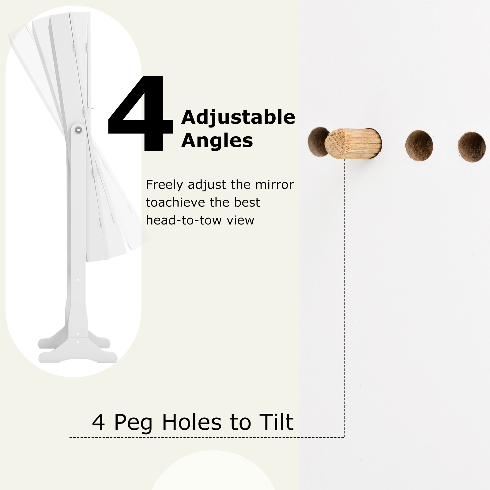 SUGIFT Freestanding Jewelry Cabinet White Lockable Armoire with Full-Length Mirror and Lights
