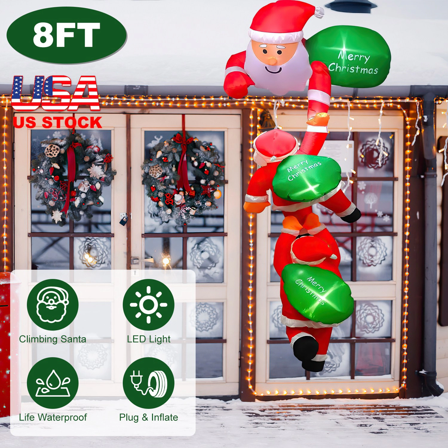 IMounTEK Unisex Waterproof 8ft Inflatable Santa Claus