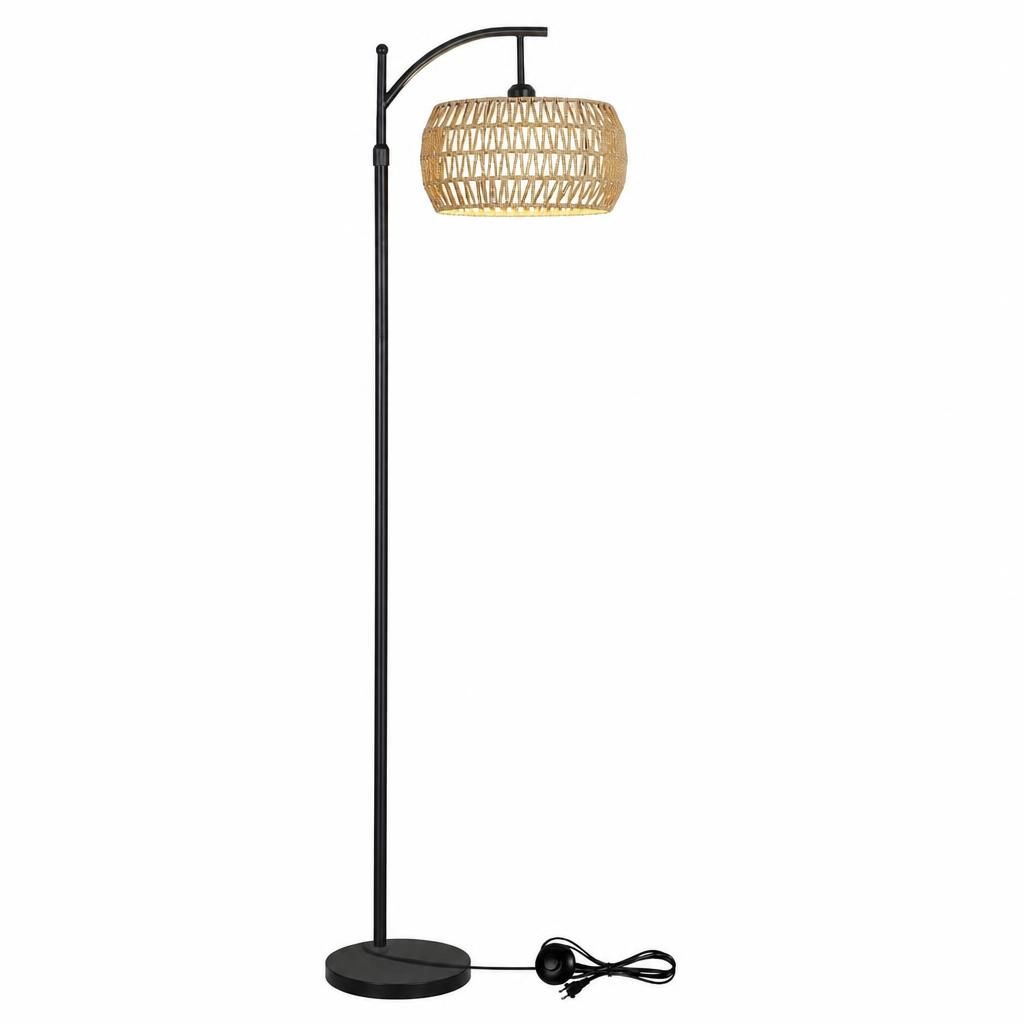 ELEMENT ACE Woven Rattan Metal Flush Mount Ceiling Light