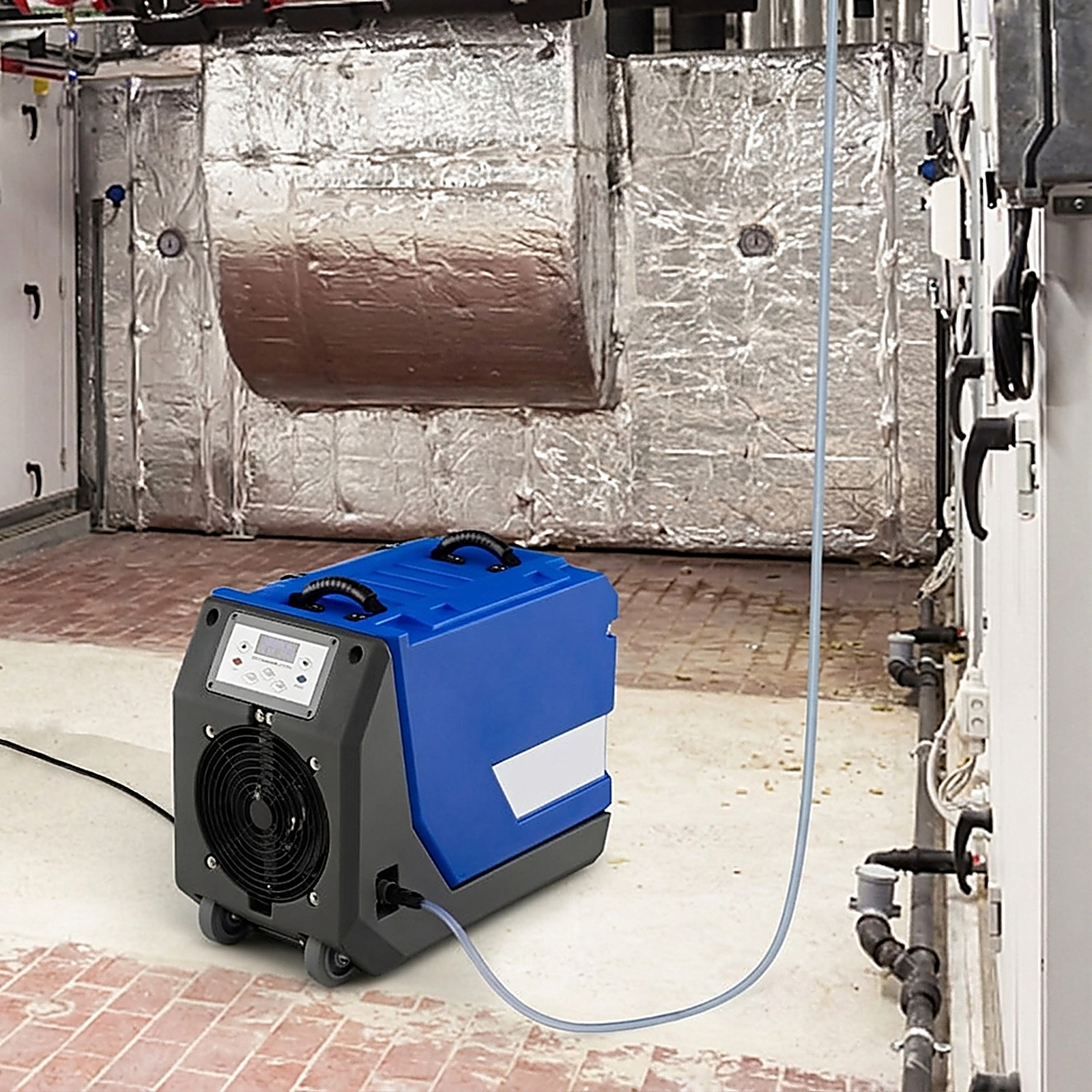 SUGIFT 180 PPD Commercial Dehumidifier with Pump Drain Hose and Wheels Blue and Gray
