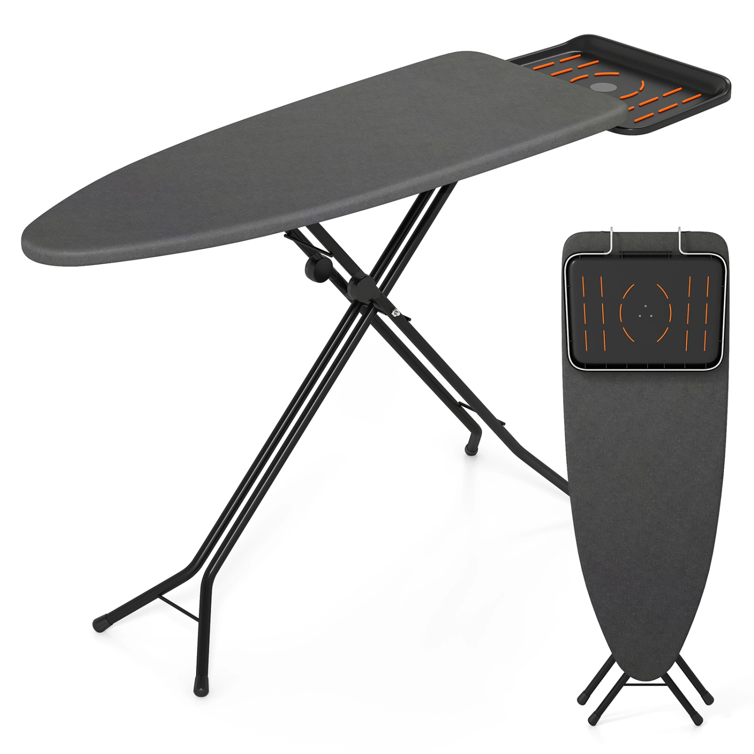 LJG Foldable Full Size Ironing Board with Collapsible Iron Rest for Laundry Room