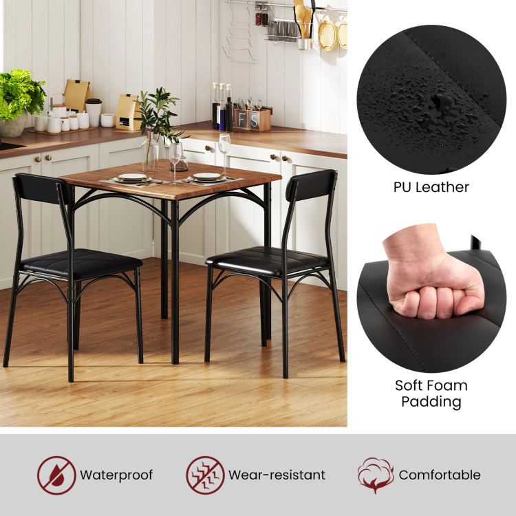 Hivvago 3-Piece Dining Table Set Square Kitchen Table And 2 Chairs For Dining Room