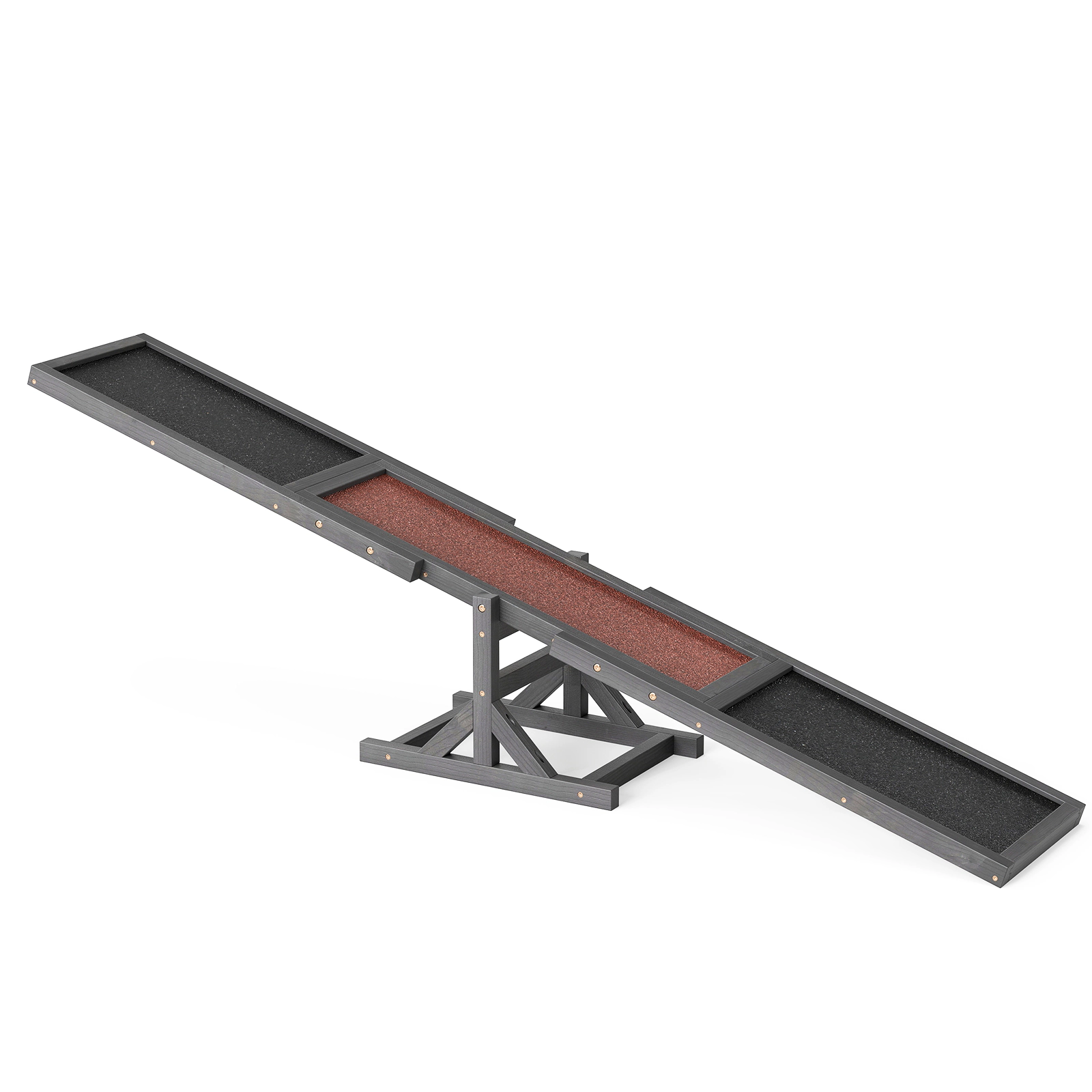 SUGIFT Outdoor Wooden Dog Agility Seesaw Training Ramp 66-lb Capacity Dog Exercise Toy Gray/White