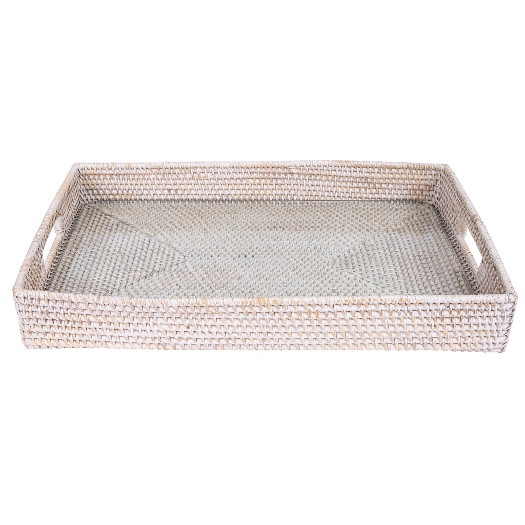 Saboga Home™ Rectangular Tray With Cutout Handles with Glass Insert