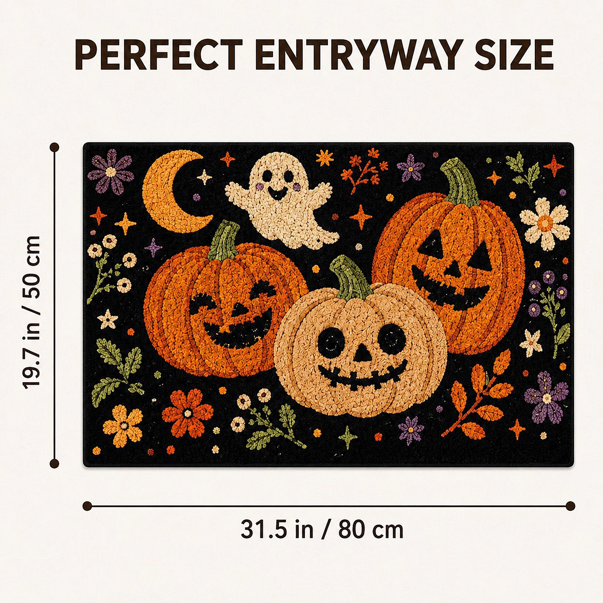 Alilang Fall Halloween Pumpkin Nonslip Entryway Doormat 19.7 x 31.5