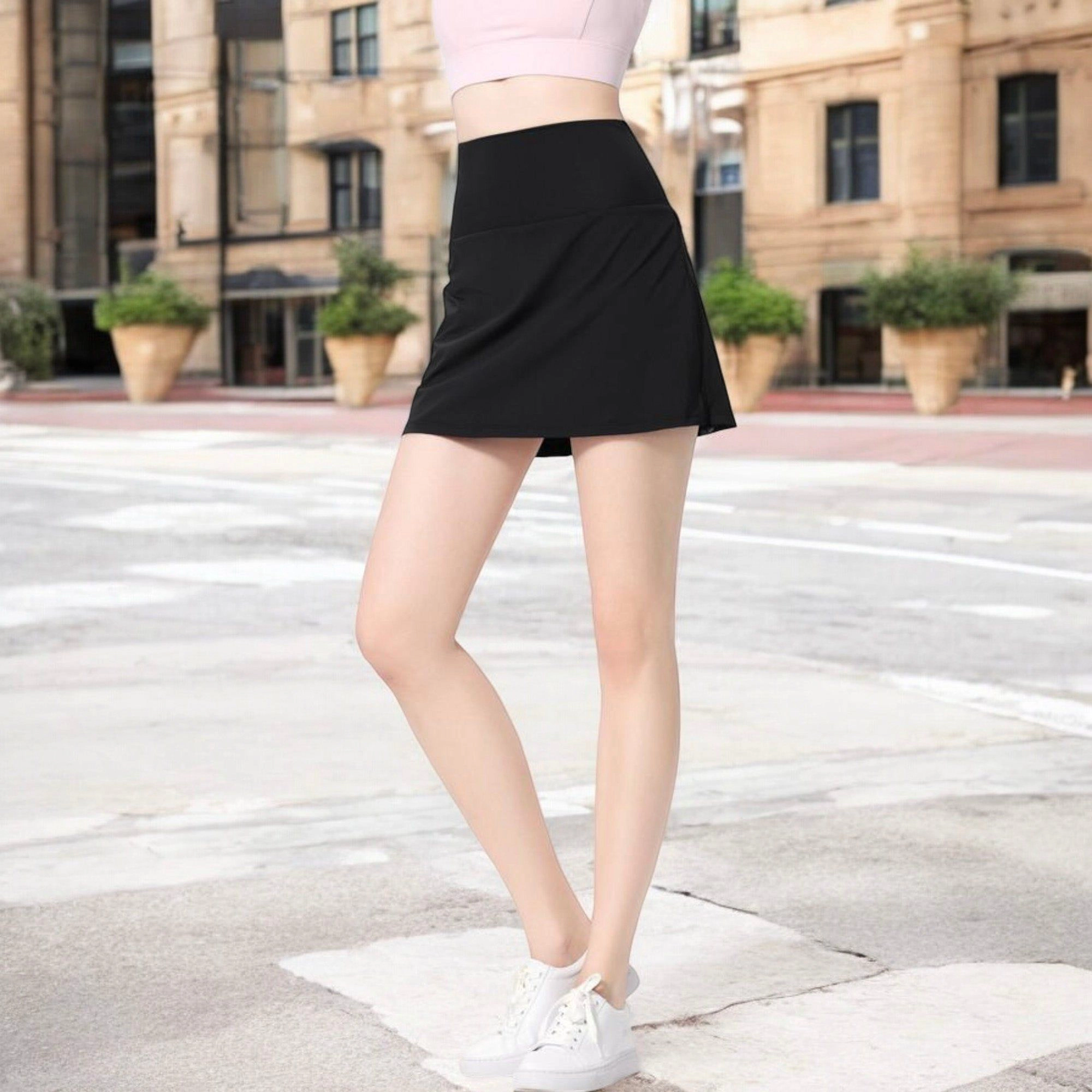 Anna-Kaci Women's High-Waist Athletic Skort with Side Drawstring and Back Pocket