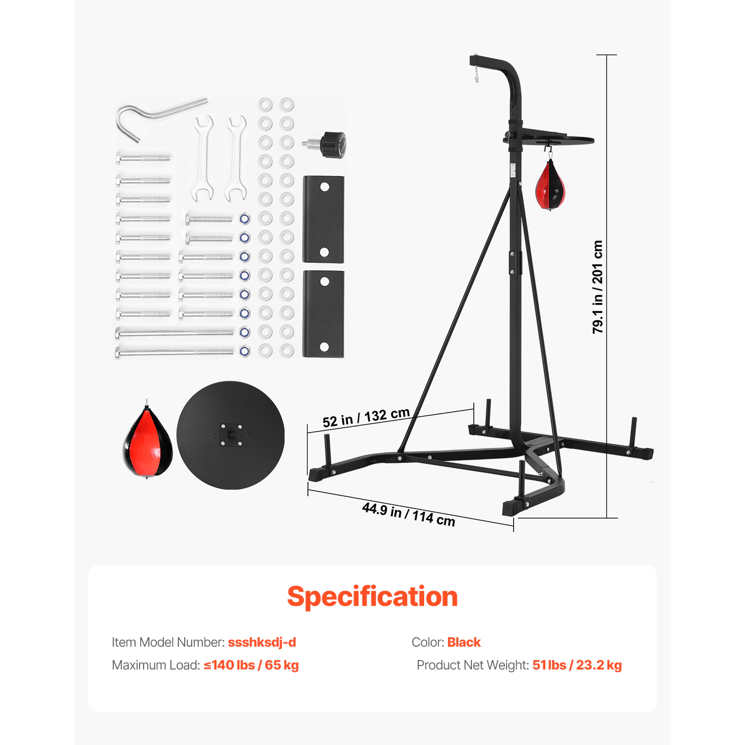 HONGGE Heavy Duty Steel Punching Bag Stand Freestanding Sandbag Rack Holds Up to 140 lbs for Home Gym
