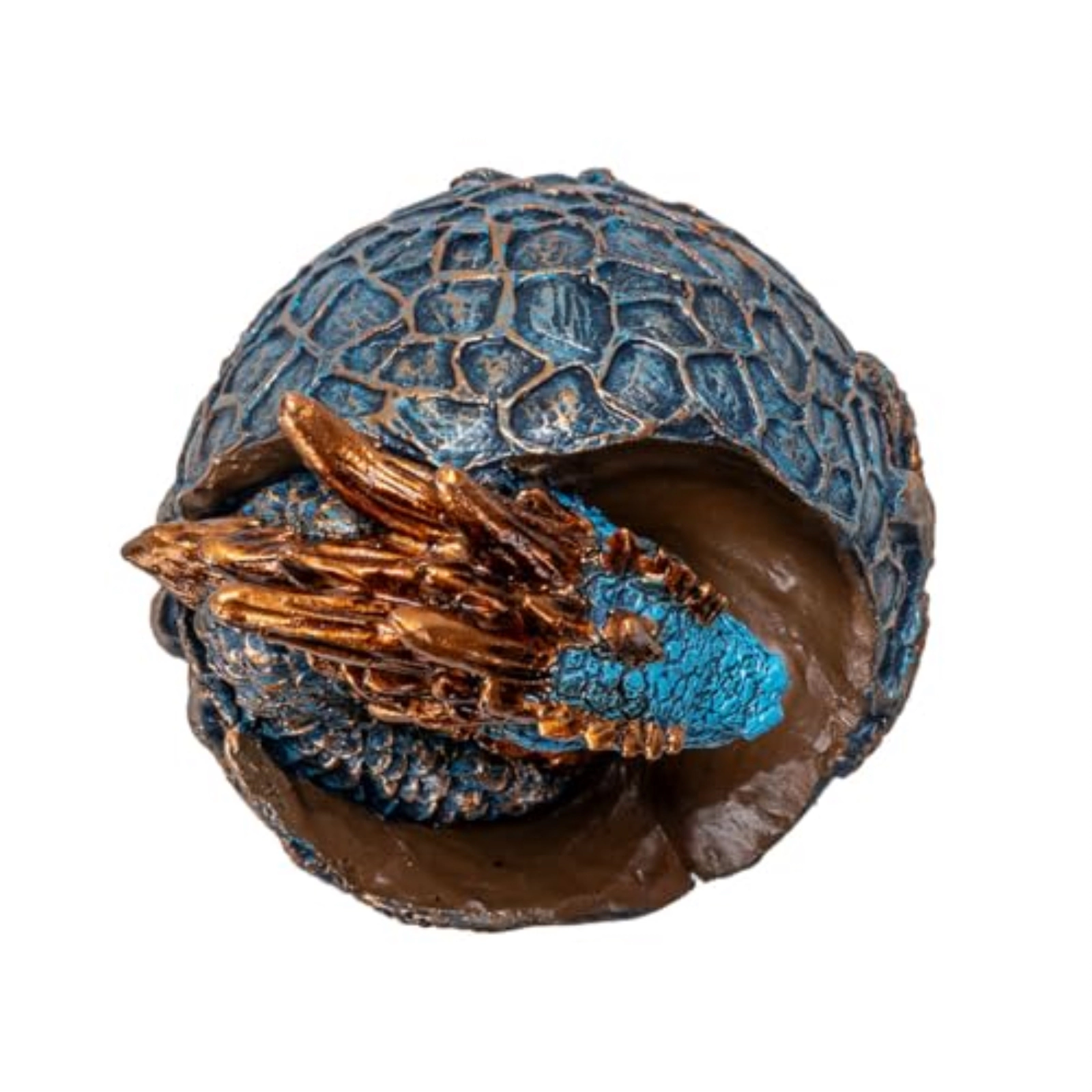 Pacific Giftware Dragon Hatchling Figurine Blue and Gold Baby Dragon Emerging from Egg Fantasy Resin Sculpture 3.62 inch