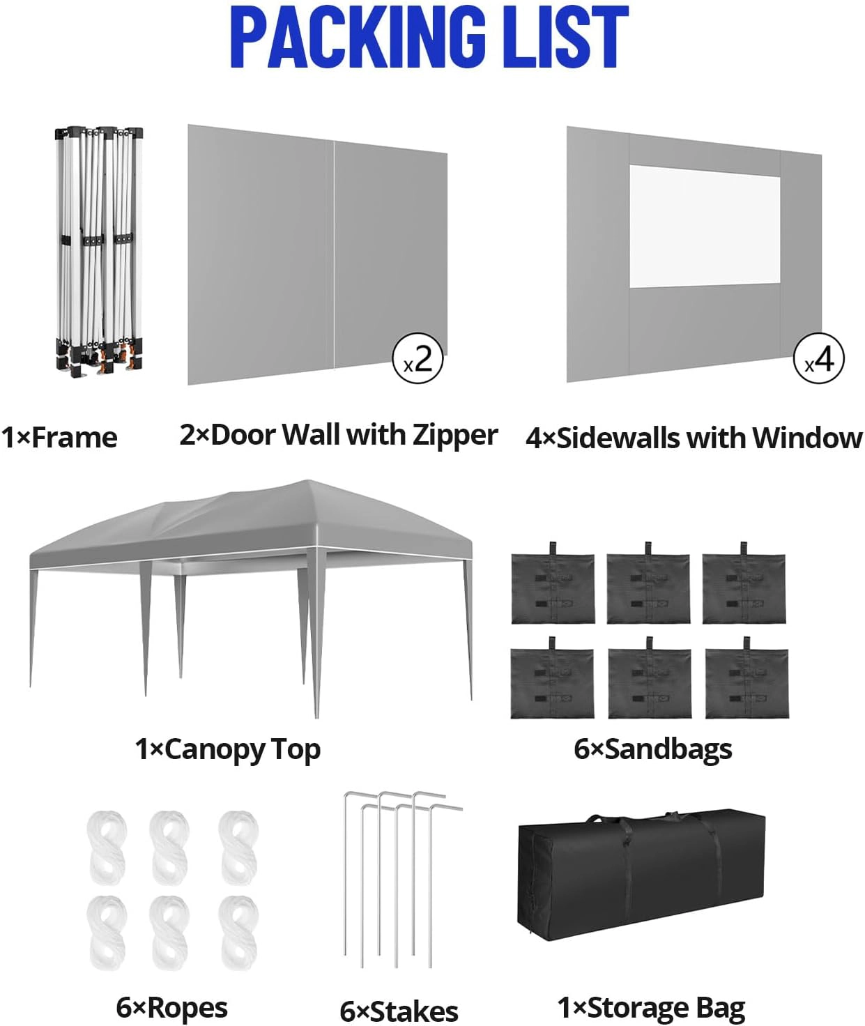 20x33ft Party Tent with Sidewalls, Water & UV Resistant, Wavy Edge Roof, Open or Enclosed for Weddings BBQs Events